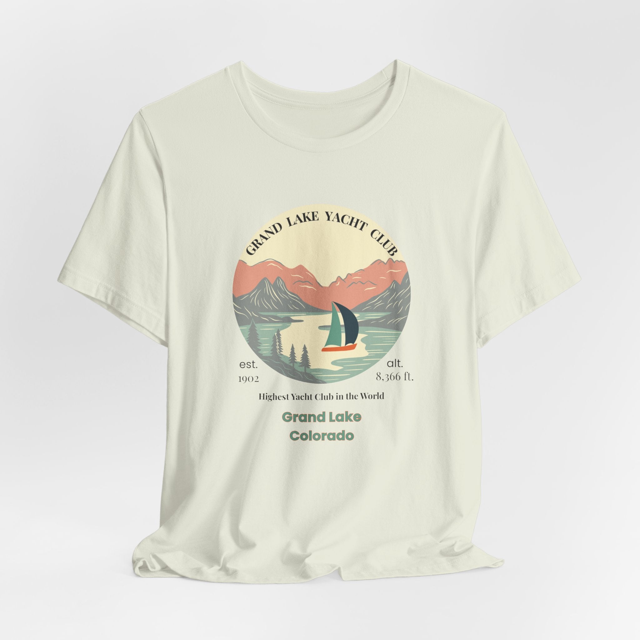 Grand Lake Colorado Yacht Club Destination Tee - Unisex Short Sleeve Shirt, Relaxed Fit, Summer Style, Outdoor Adventure, Gift for Travelers