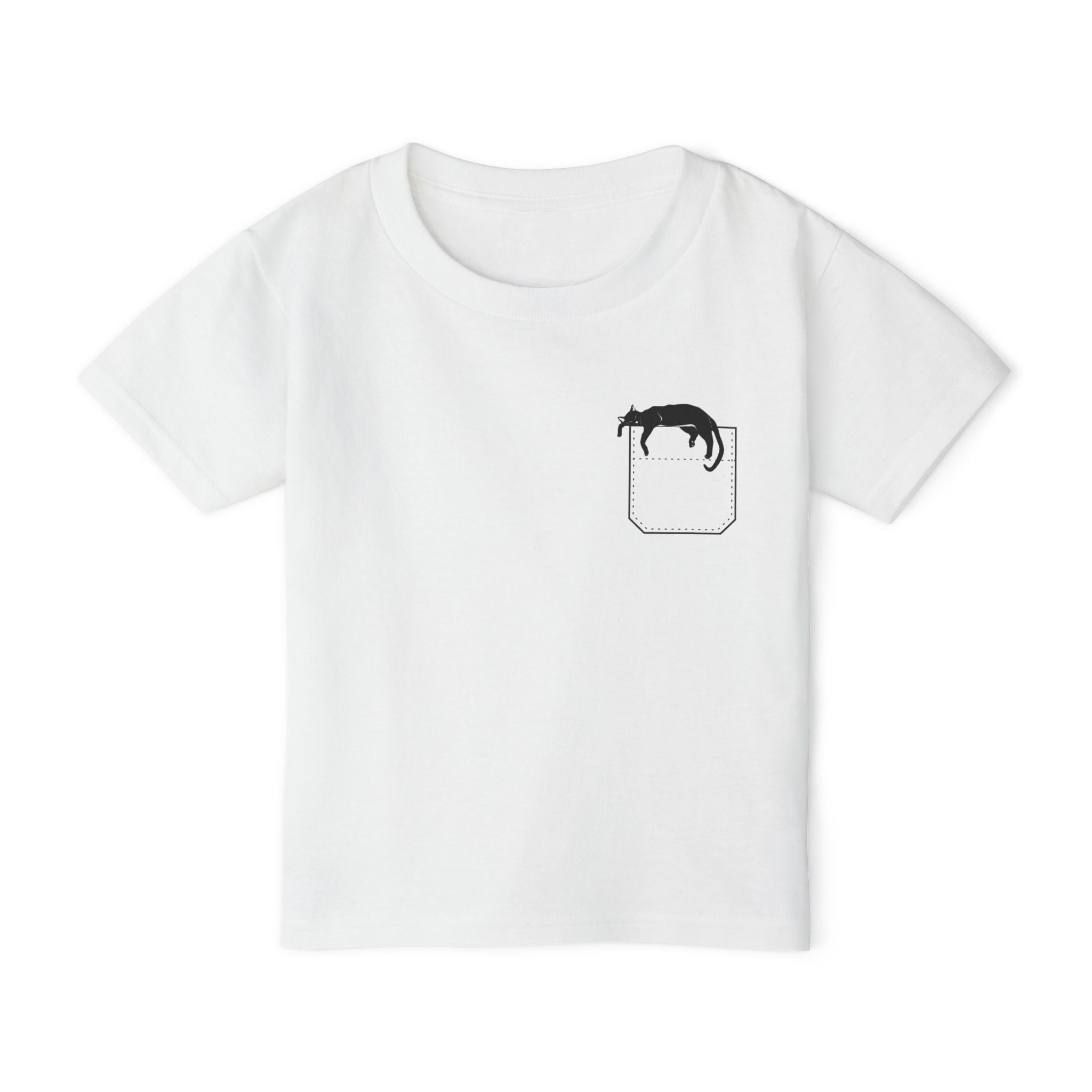 Cute Pocket Pet (Cat) Unisex Heavy Cotton Toddler T-Shirt.  There is No Pocket on this Shirt.  The Pocket is part of the Artwork