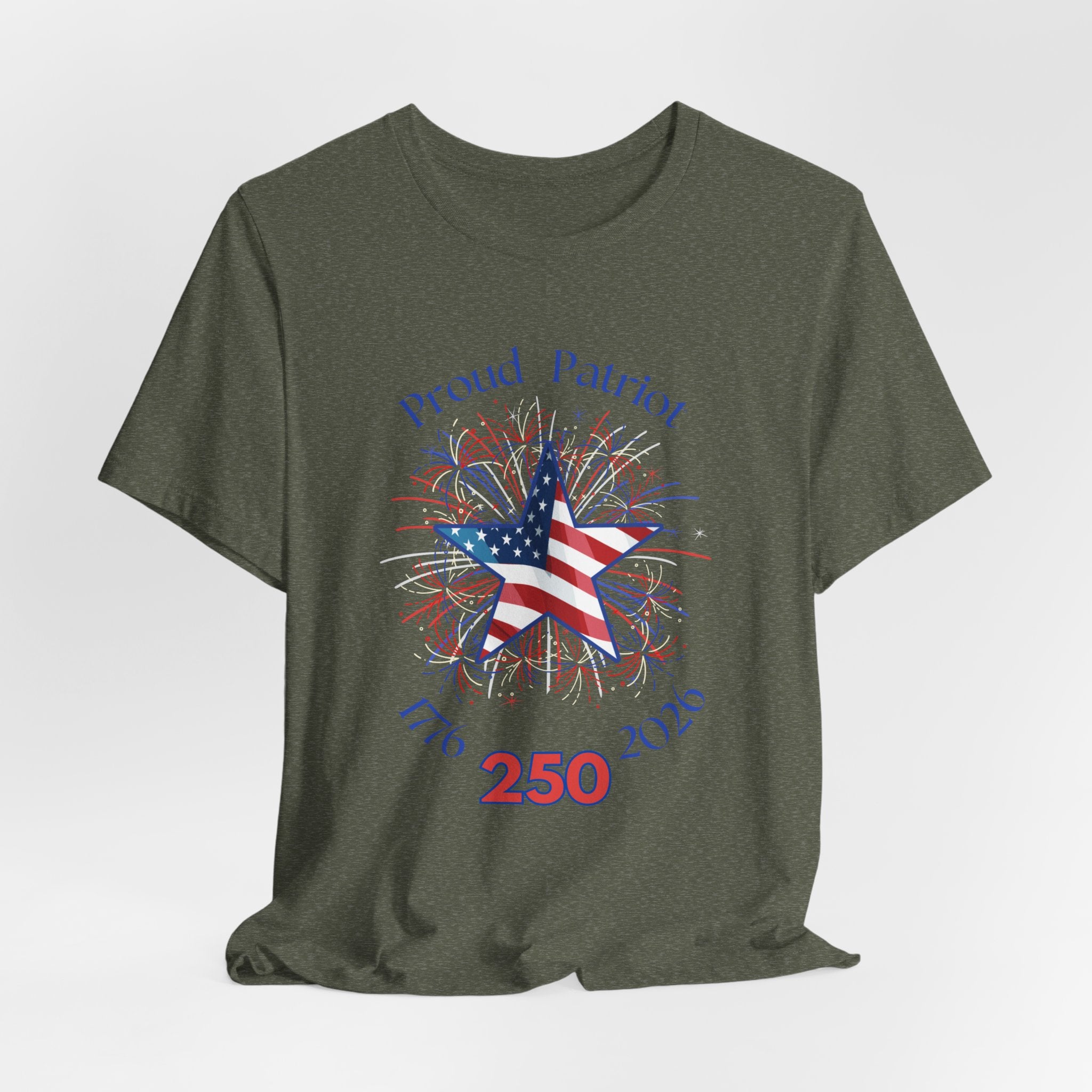 Patriotic Fireworks  Celebrate Americas 250th Birthday Short Sleeve Unisex Tee, Celebrate Freedom, July 4th Shirt, Proud Patriot Tee, Unisex Independence Day Top, Festive Casual Wear