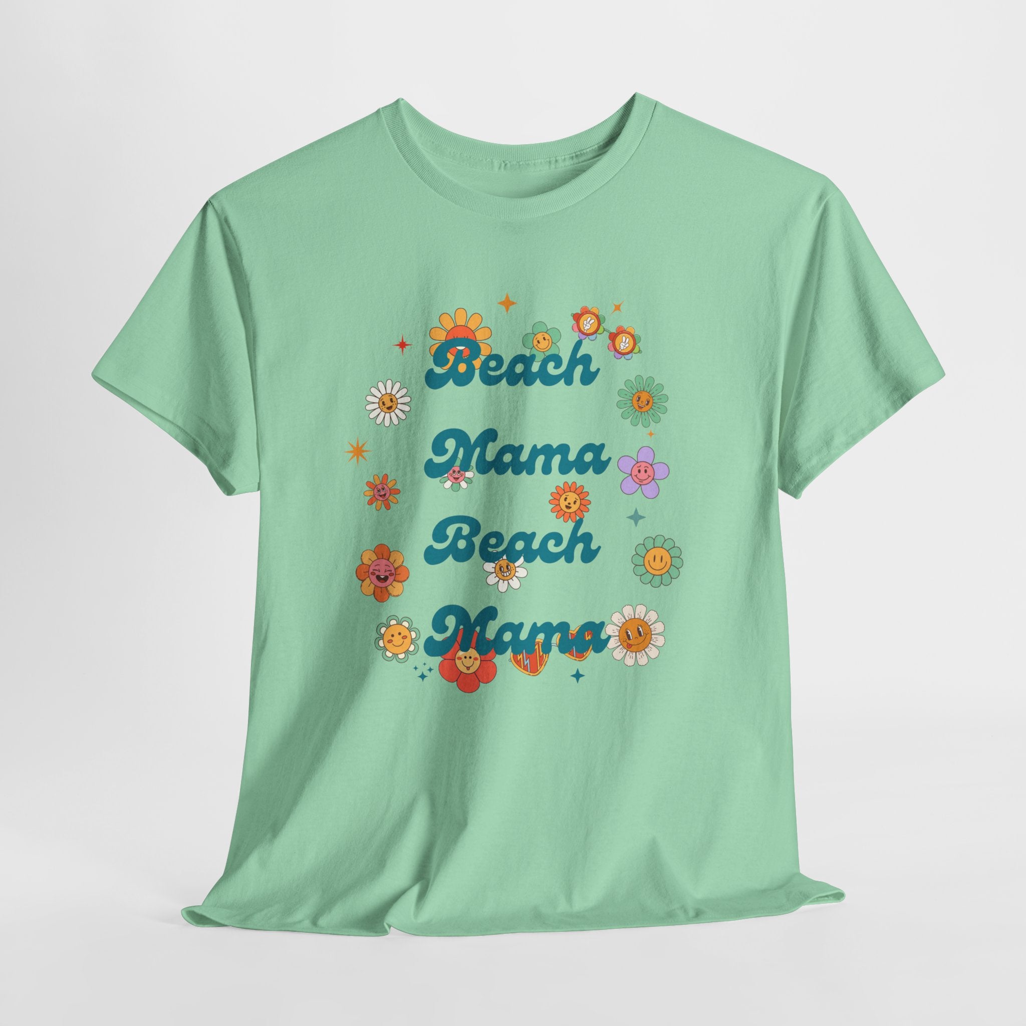 Proud to be a Retro 60's  Beach Mama  "Summer of Love" Tee  Shirt- Unisex Heavy Cotton