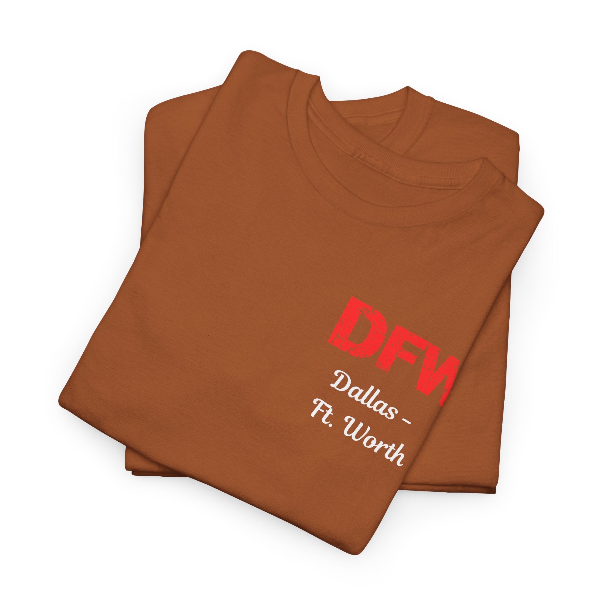 Distressed Letters DFW Dallas Fort Worth International Airport Unisex Heavy Cotton Tee