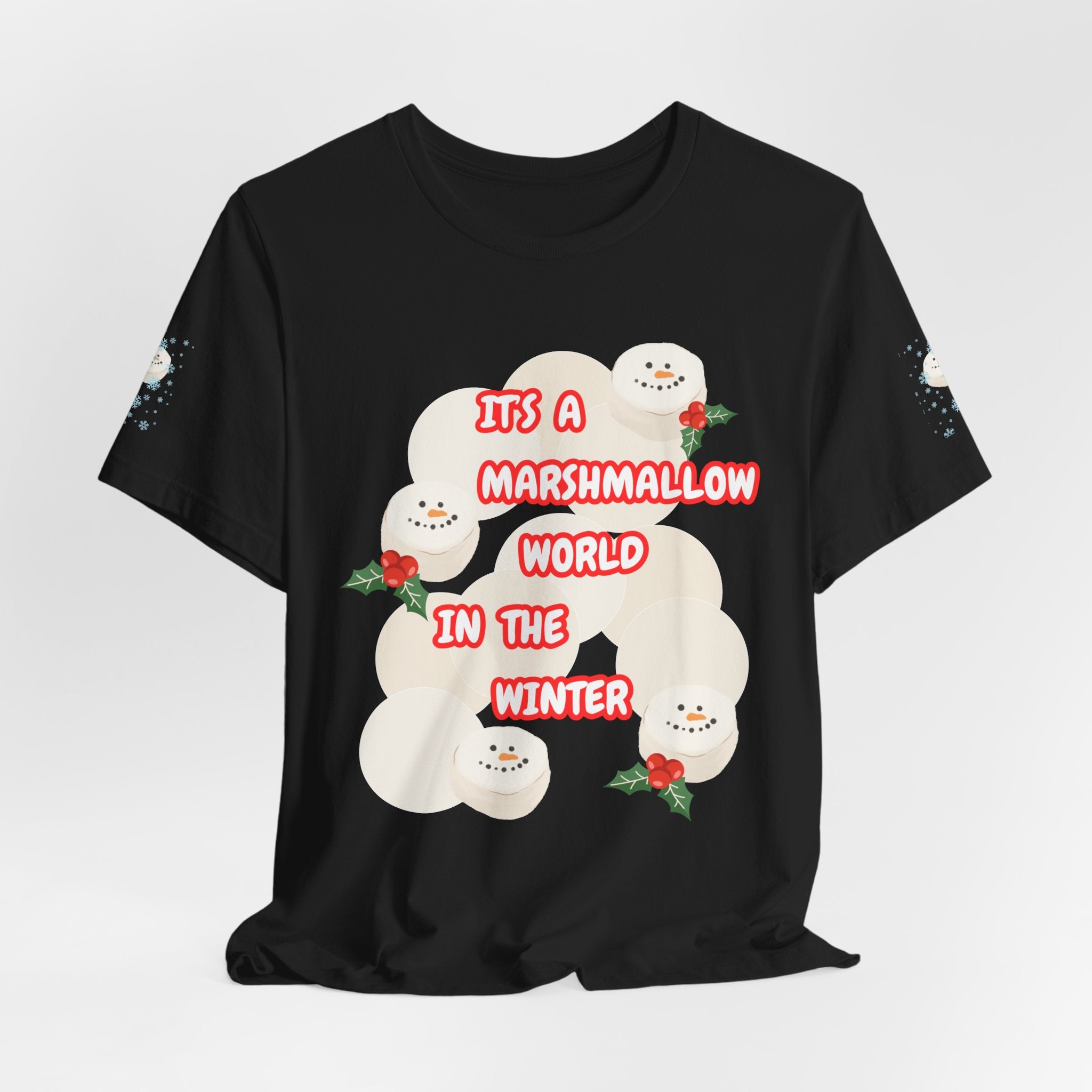 Fun Marshmallow World in the Winter  Unisex Heavy Cotton Tee —  "It’s a Marshmallow World in the Winter" Cute Holiday T-Shirt