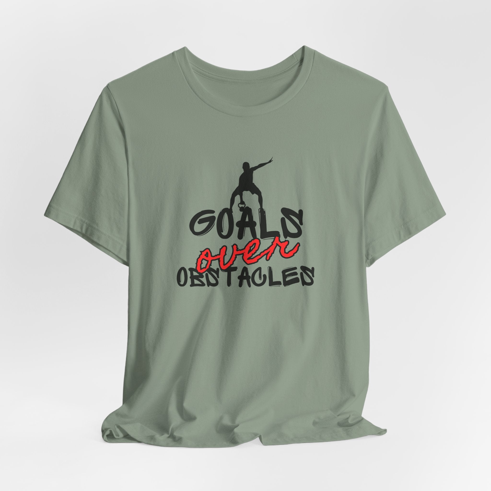 Motivational Fitness Tee | Goals Over Obstacles Unisex Heavy Cotton Tee Shirt, Workout Apparel, Inspirational Gift, Casual Daily Wear, Active Lifestyle Top
