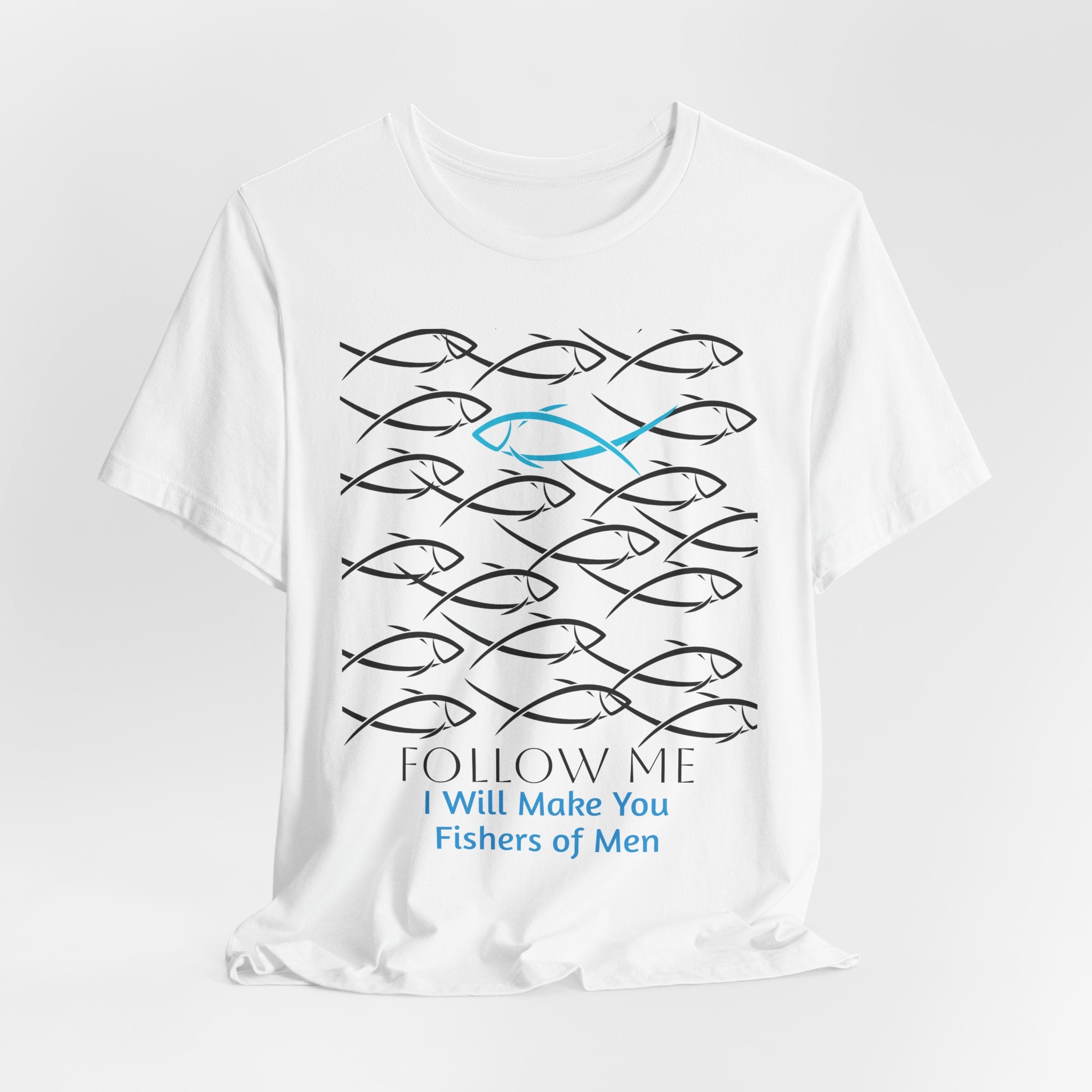Follow Me Fishers of Men  Graphic Unisex Heavy Cotton Tee — Christian Faith Fish Symbol T-Shirt