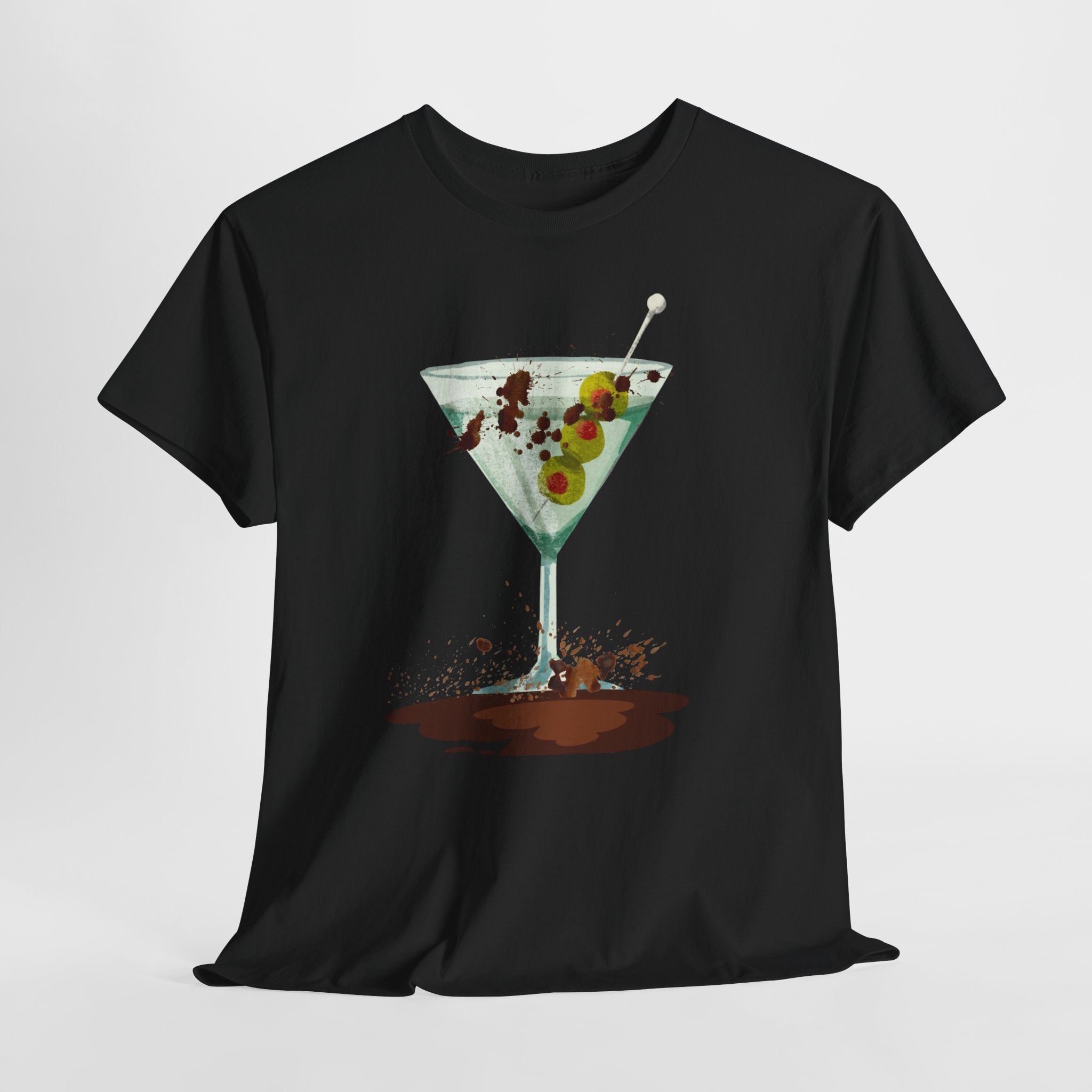 Fun Graphic "Dirty Martini" Unisex Heavy Cotton T-Shirt — Contemporary Graphic Cocktail Culture