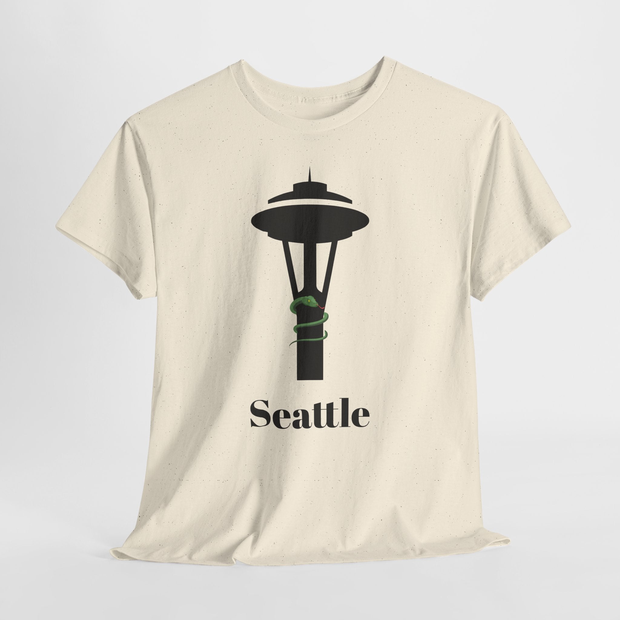 Quirky and Fun Seattle Needle Skyline Graphic Unisex Heavy Cotton Tee - Urban Style Graphic T-Shirt