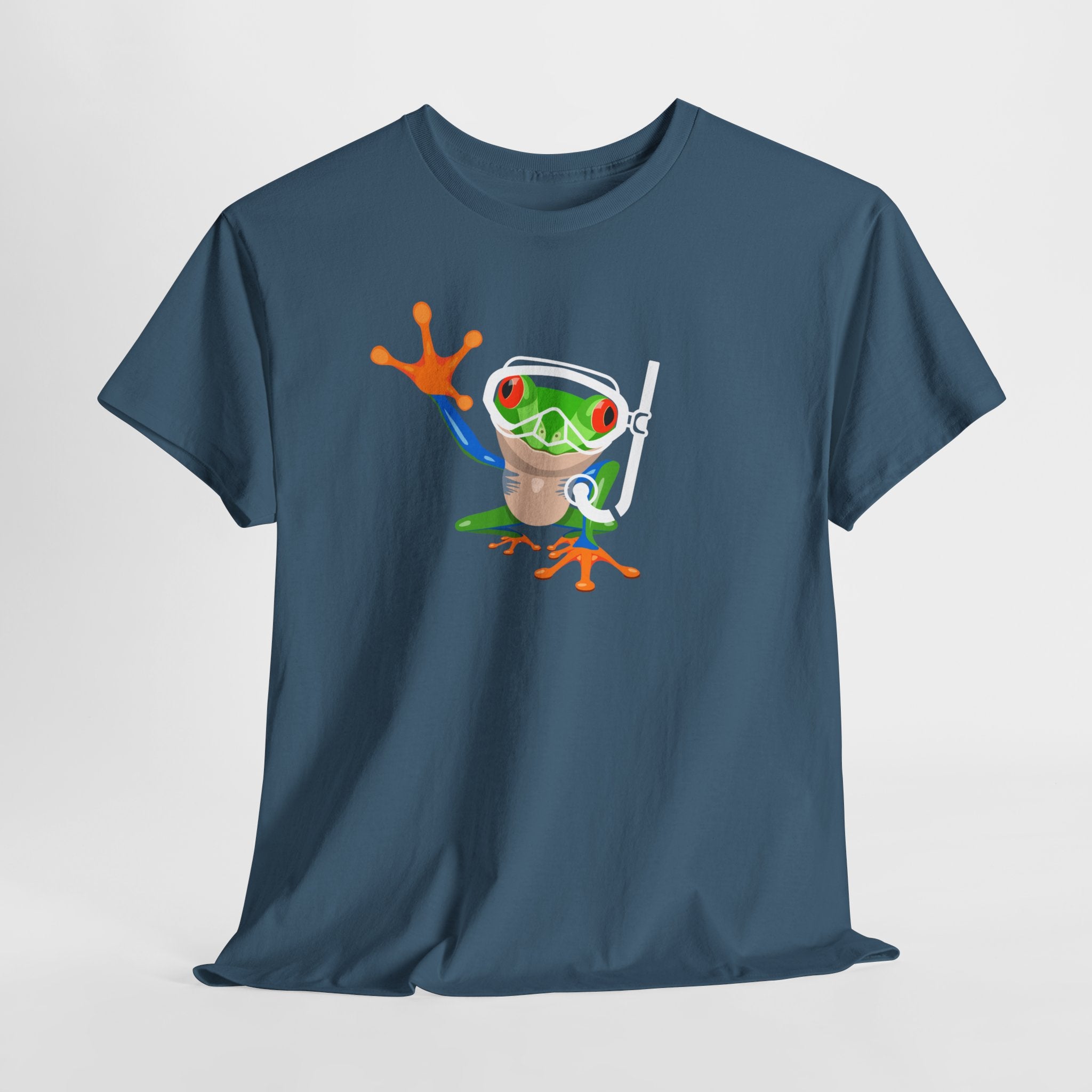 Fun Snorkel Tree Frog  (Dark Colors) Adult Sizes Too...Unisex Heavy Cotton Tee, Funny Frog Shirt, Cute Graphic Tee, Perfect Gift for Nature Lovers, Summer Fun Fashion