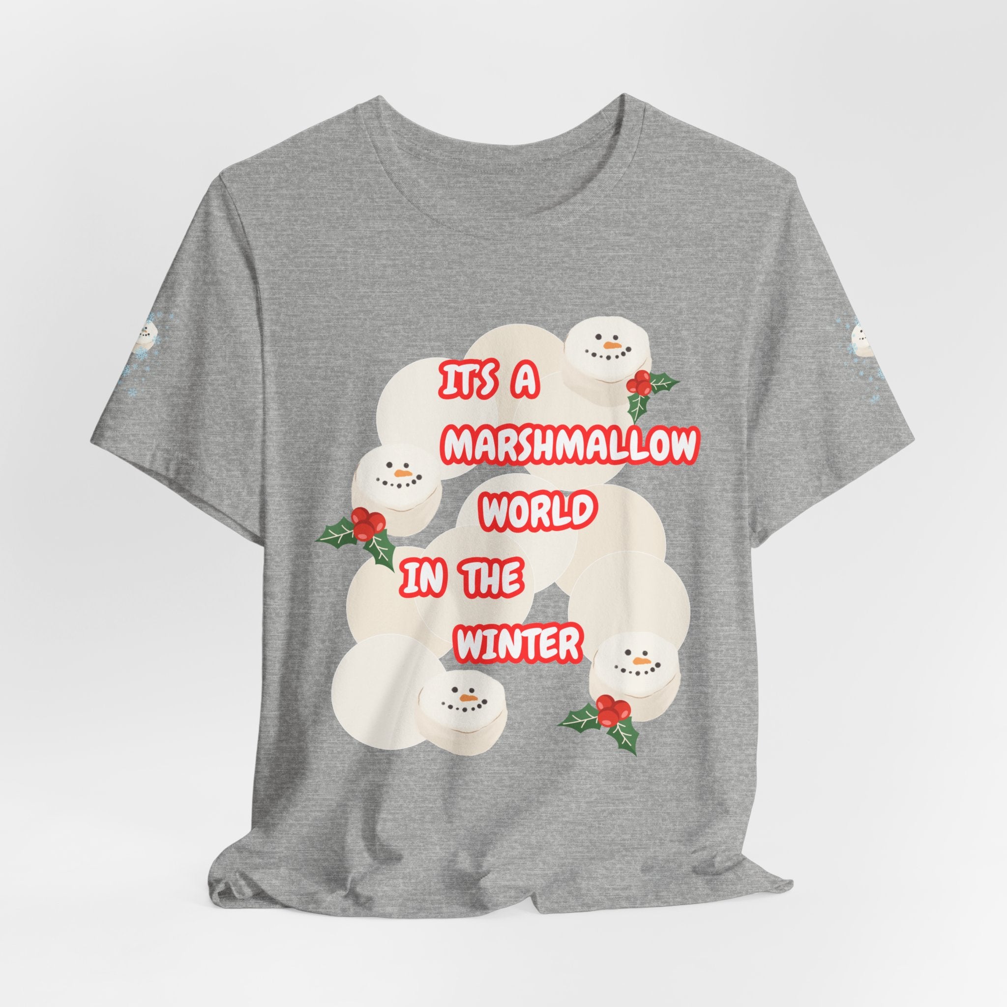 Fun Marshmallow World in the Winter  Unisex Heavy Cotton Tee —  "It’s a Marshmallow World in the Winter" Cute Holiday T-Shirt