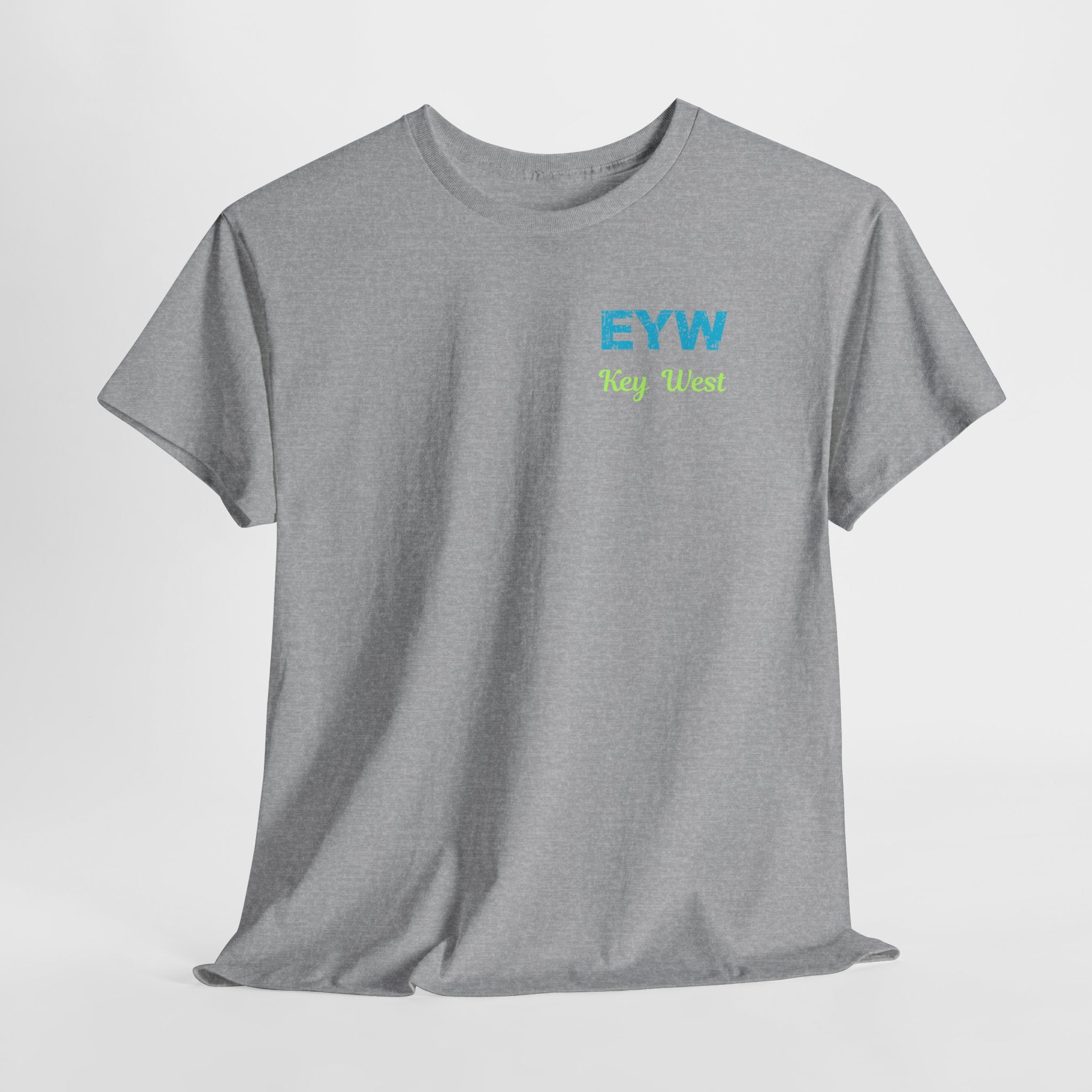 EYW Key West International Airport Vibes Unisex Heavy Cotton Tee — Vintage Distressed Lettering Florida T‑Shirt