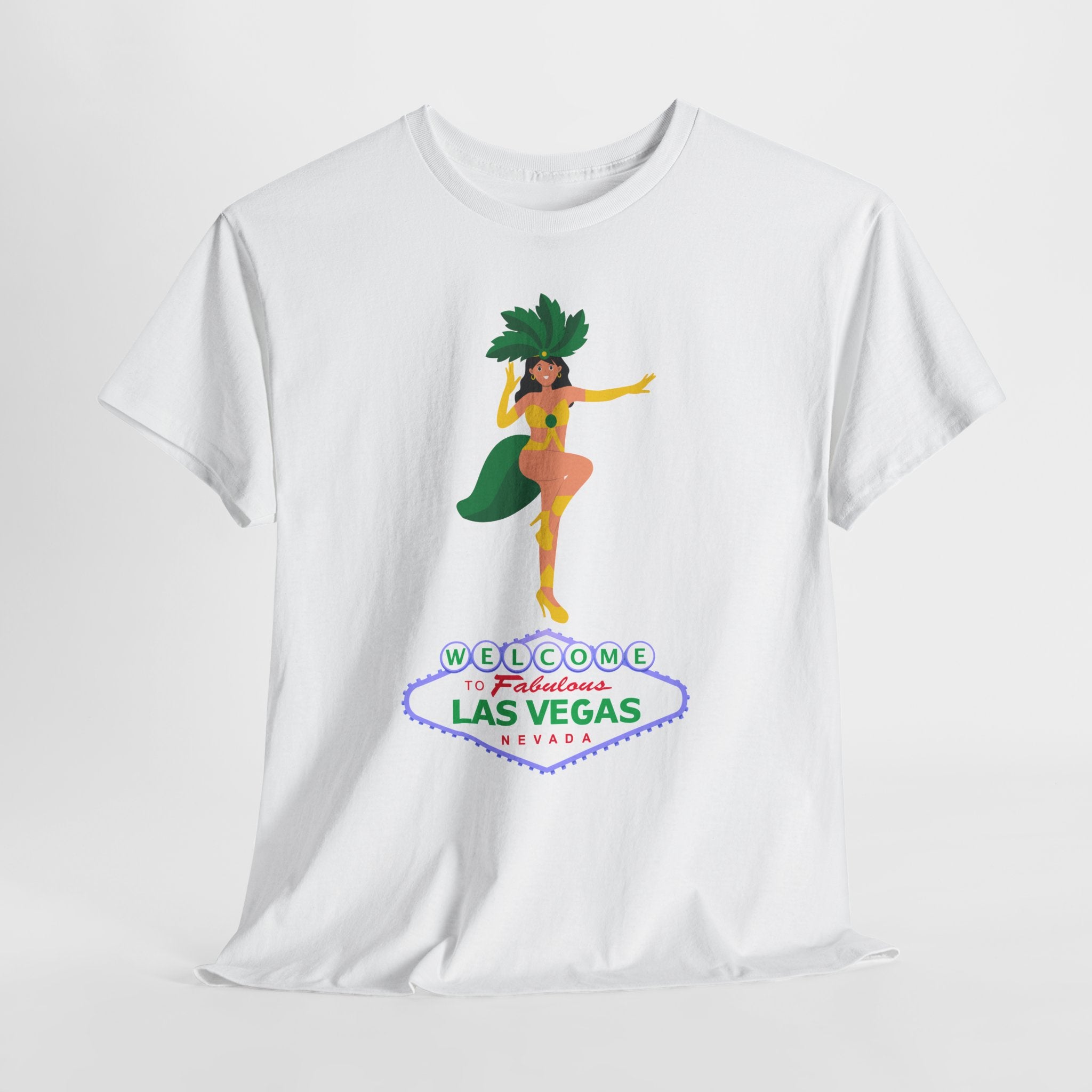 Let The Weekend Party begin with this Las Vegas Showgirl Unisex Heavy Cotton T-Shirt — Welcome to Fabulous Retro Vegas Tee