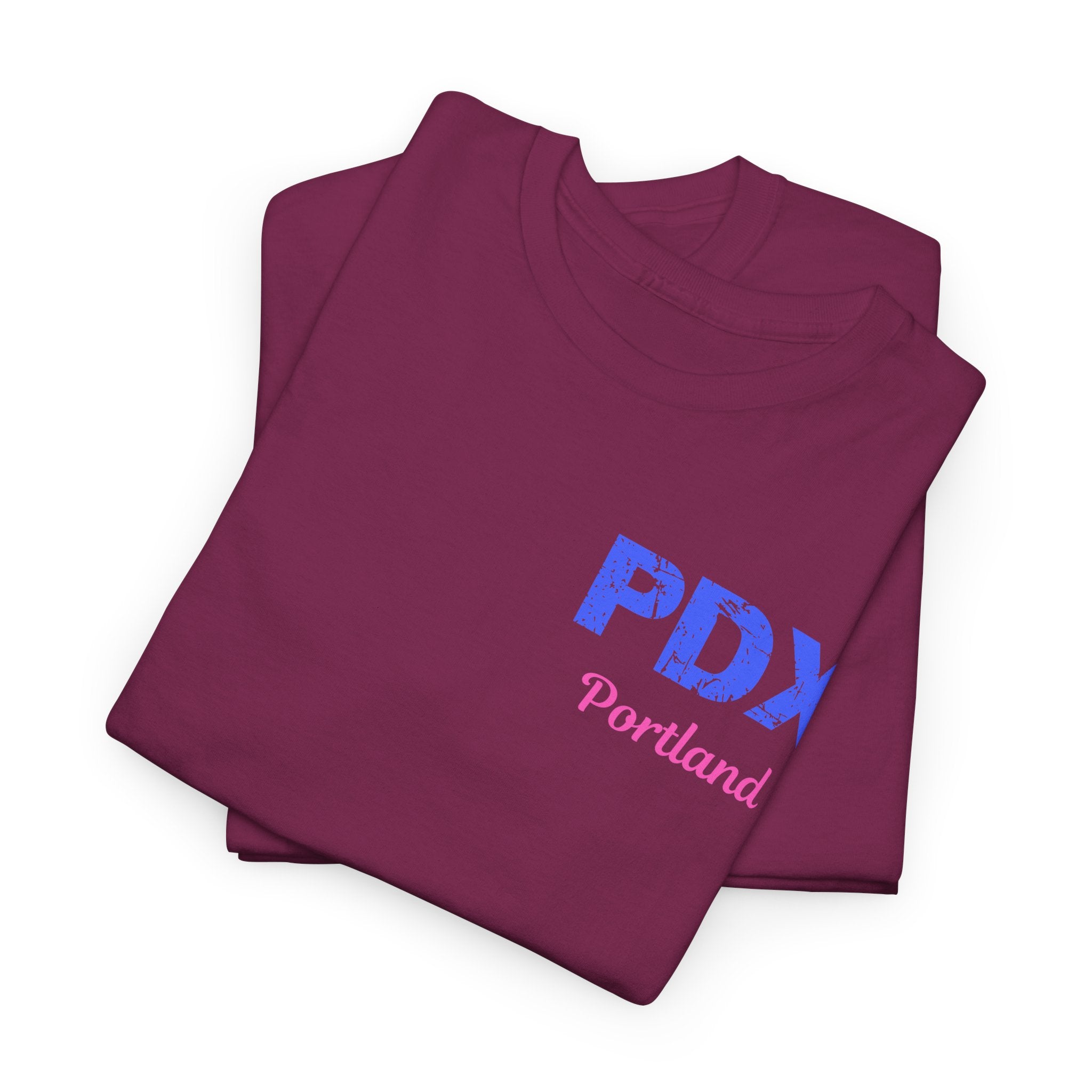 Distressed Letters PDX Portland International Airport Unisex Heavy Cotton Tee  Shirt