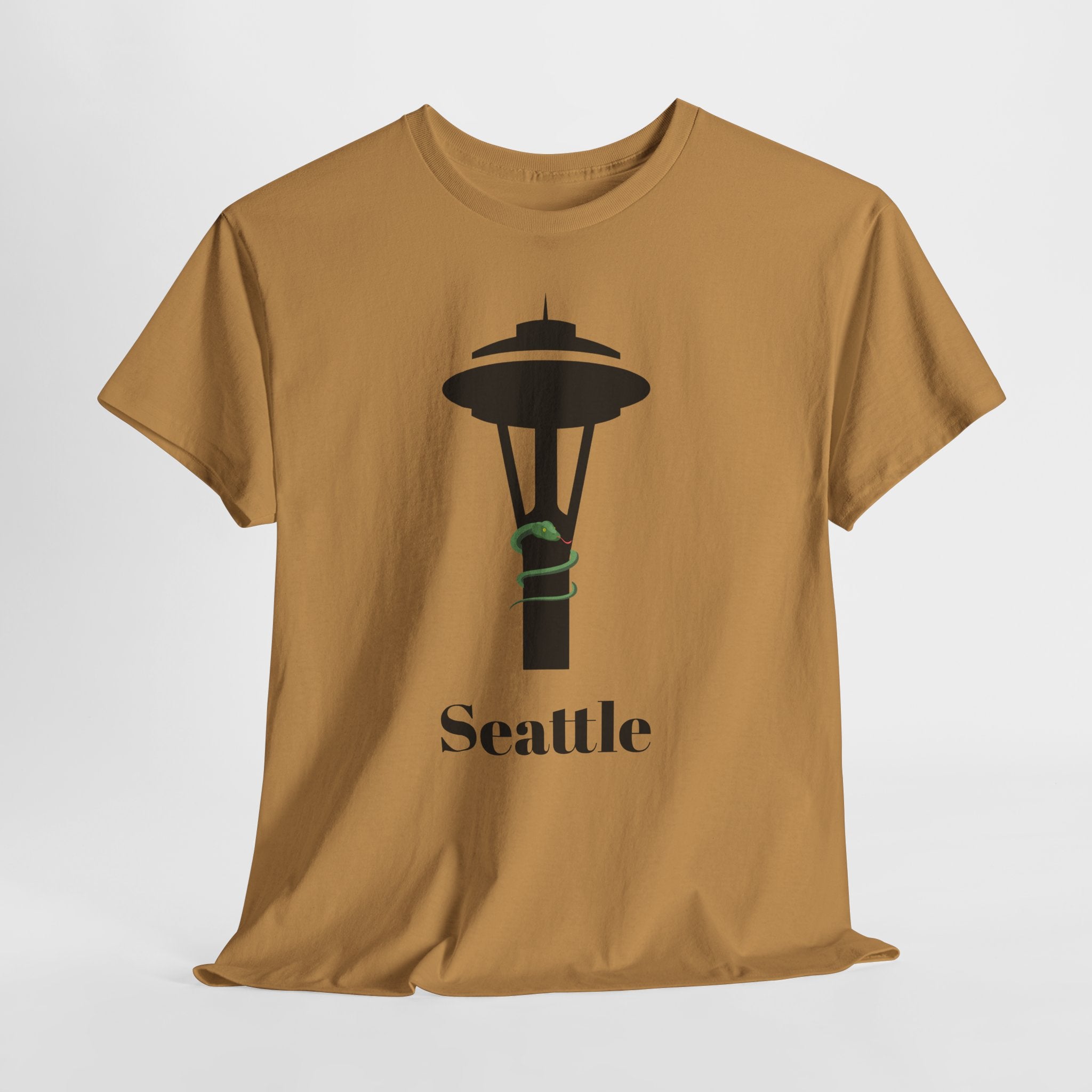 Quirky and Fun Seattle Needle Skyline Graphic Unisex Heavy Cotton Tee - Urban Style Graphic T-Shirt