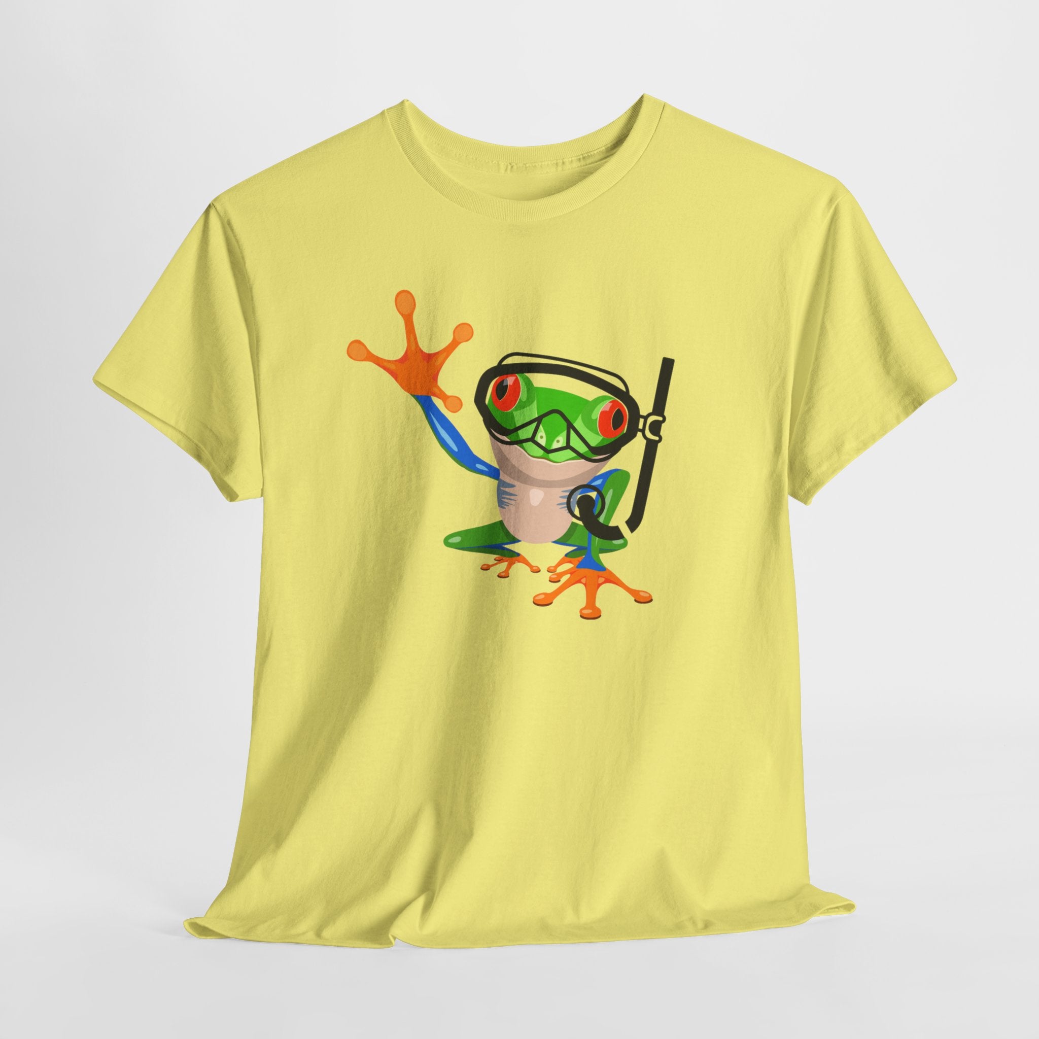 Fun Snorkel Tree Frog Diving Tee, Quirky Graphic Unisex T-Shirt, Perfect for Pool Parties, Gift for Nature Lovers, Beach Wear, Summer Vibes