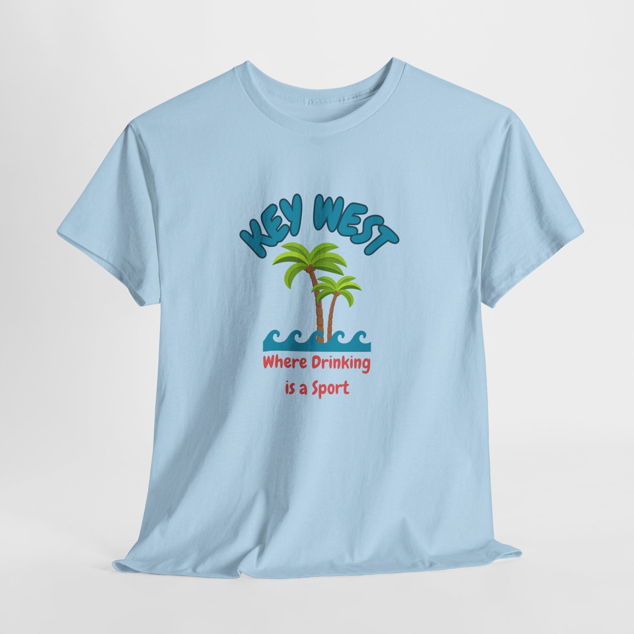 Funny Key West Drinking Unisex Heavy Cotton Tee, Beach Vibe Shirt, Summer Vacation Apparel, Gift for Travelers, Fun Drinking Sport Tee