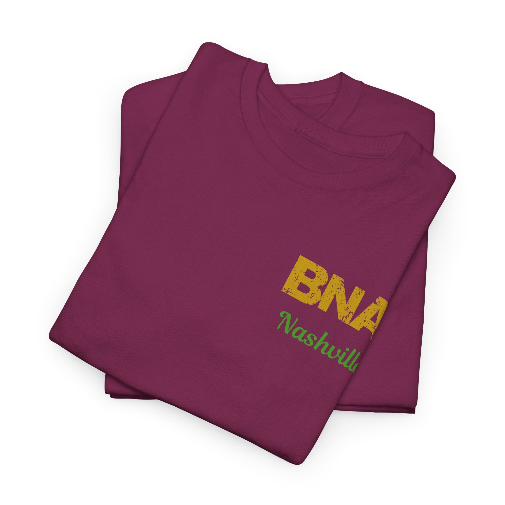 Distressed Letters BNA Nashville International Airport Code Unisex Heavy Cotton Tee Shirt