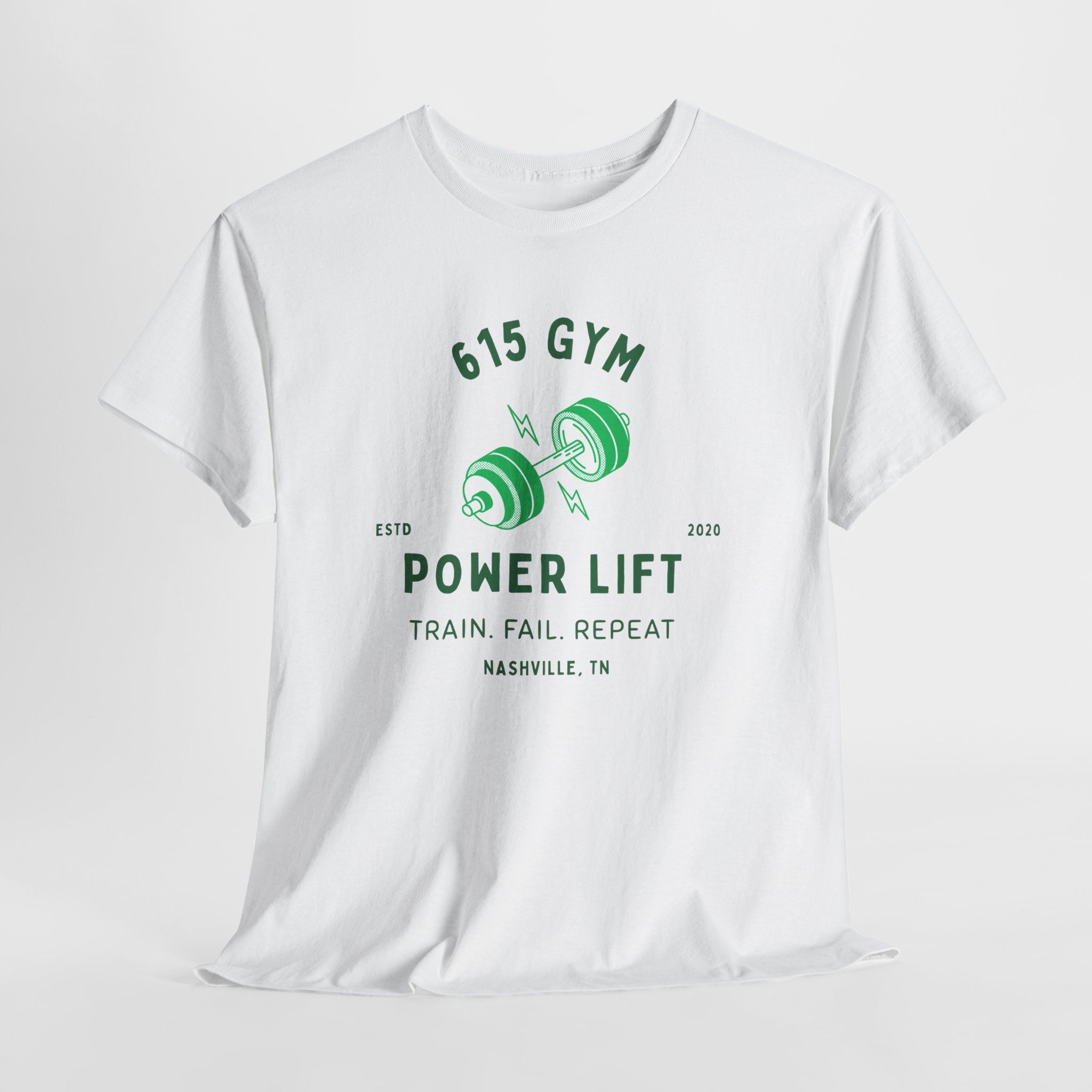 615 Gym Power Lift Nashville, TN  Classic workout gym Unisex Cotton Tee - Workout with Nashville's Popular 615 Gym Design