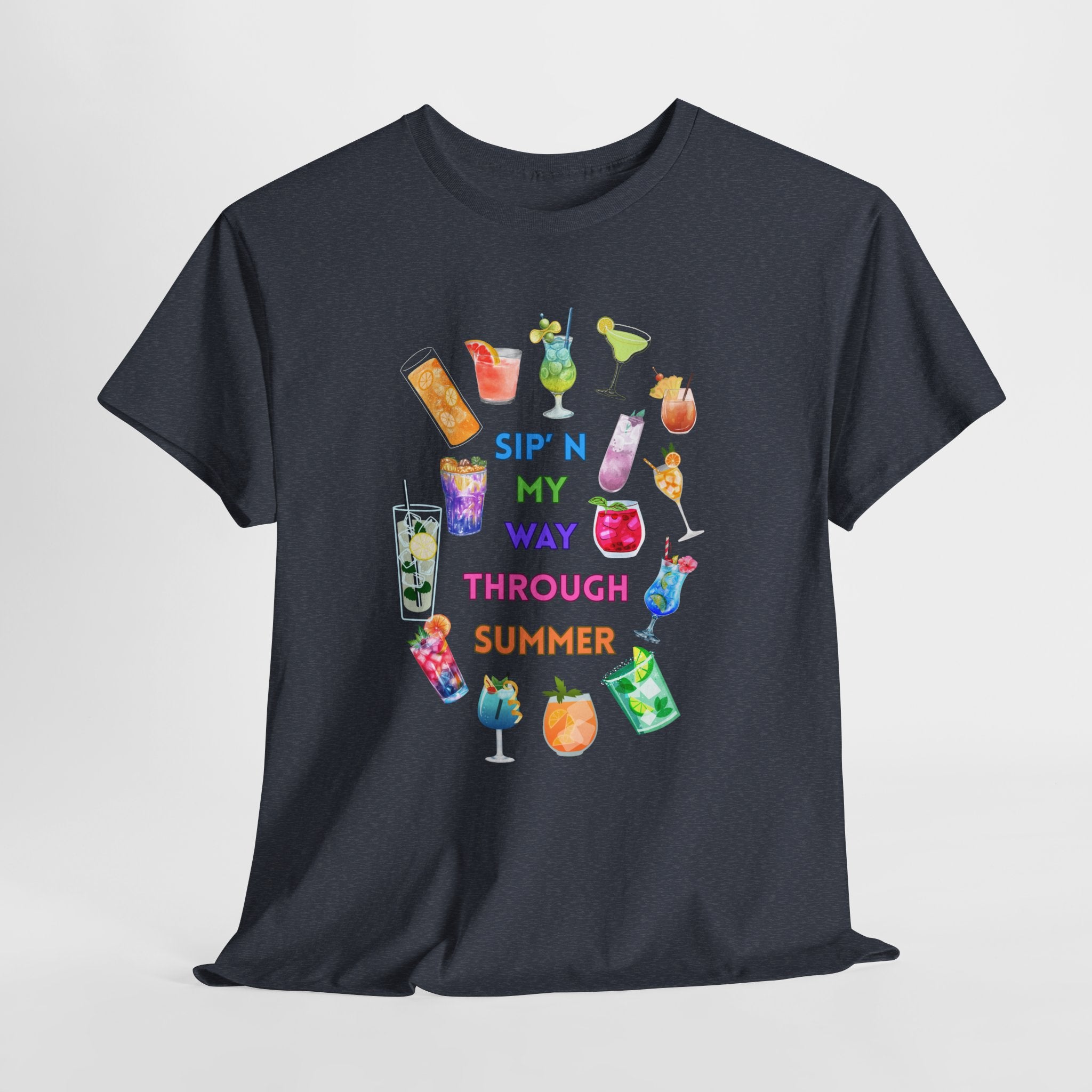 Declare Cocktail Culture at its finest Colorful Summer Unisex Tee - Sip'in My Way Through the Summer