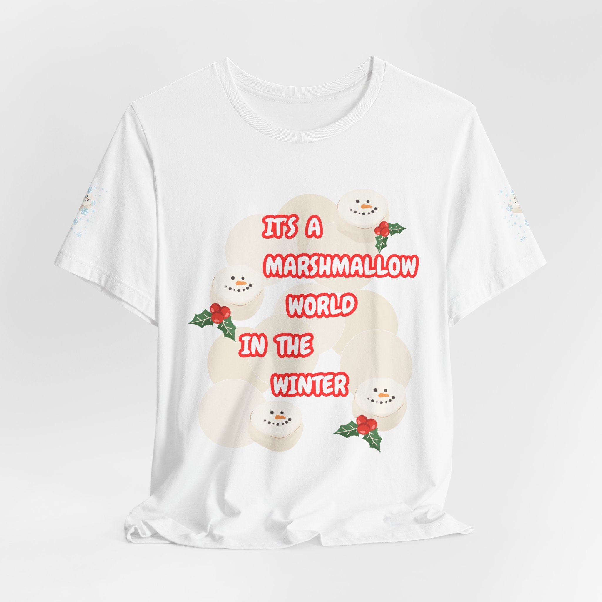Fun Marshmallow World in the Winter  Unisex Heavy Cotton Tee —  "It’s a Marshmallow World in the Winter" Cute Holiday T-Shirt
