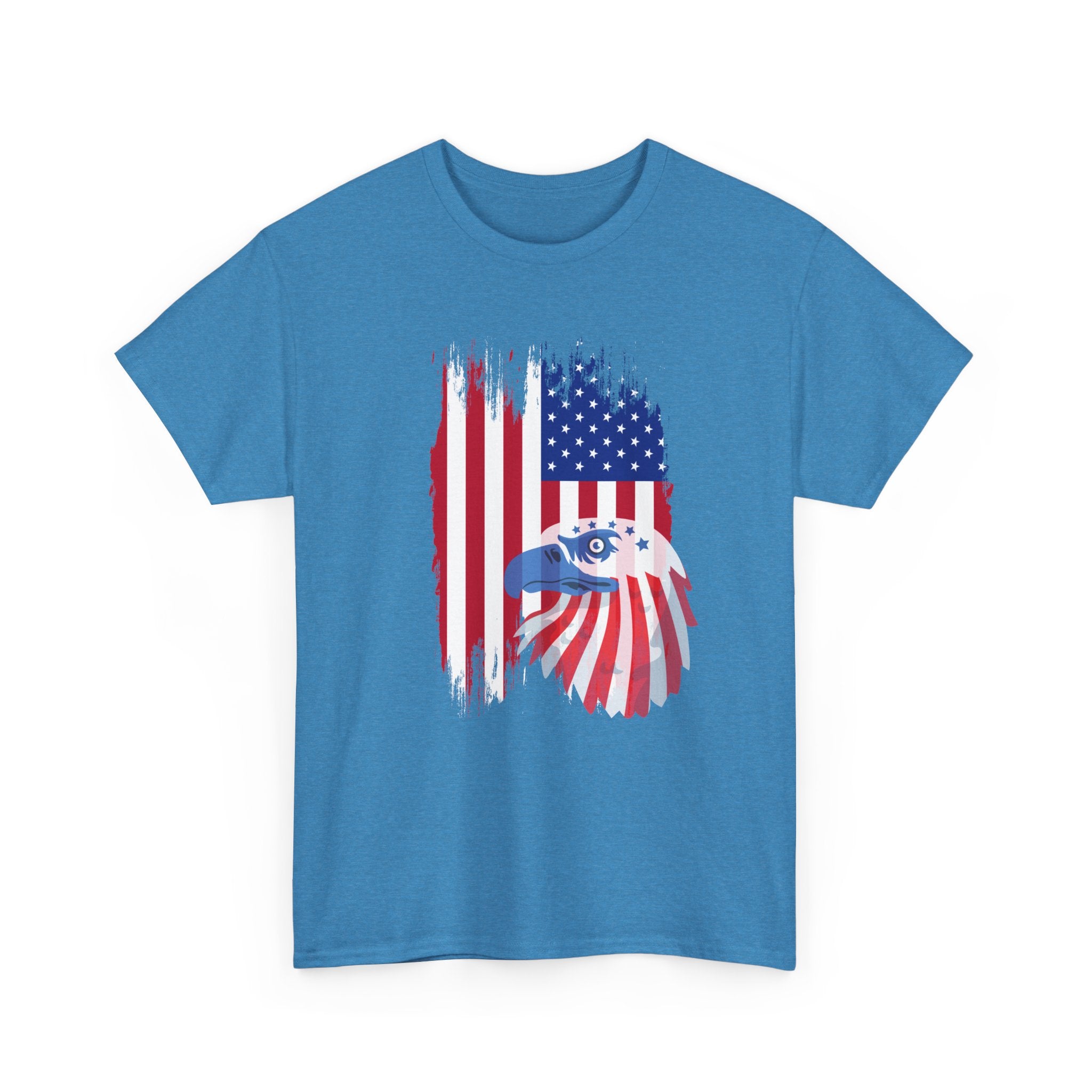 Patriotic Eagle and Flag  Unisex  Cotton T-Shirt, Casual Wear, Independence Day Gift, American Pride Shirt, 4th of July Outfit