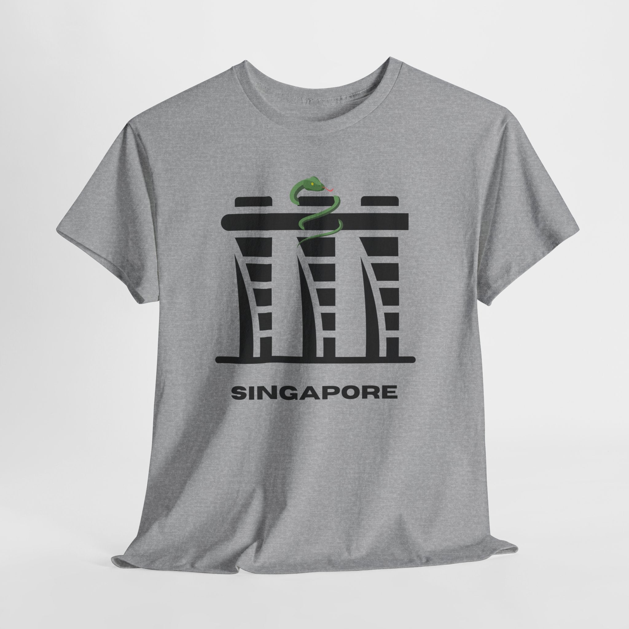 Quirky Singapore Marina Bay Skyline Graphic Unisex Heavy Cotton T‑Shirt — Minimalist Marina Bay Sands Graphic Tee