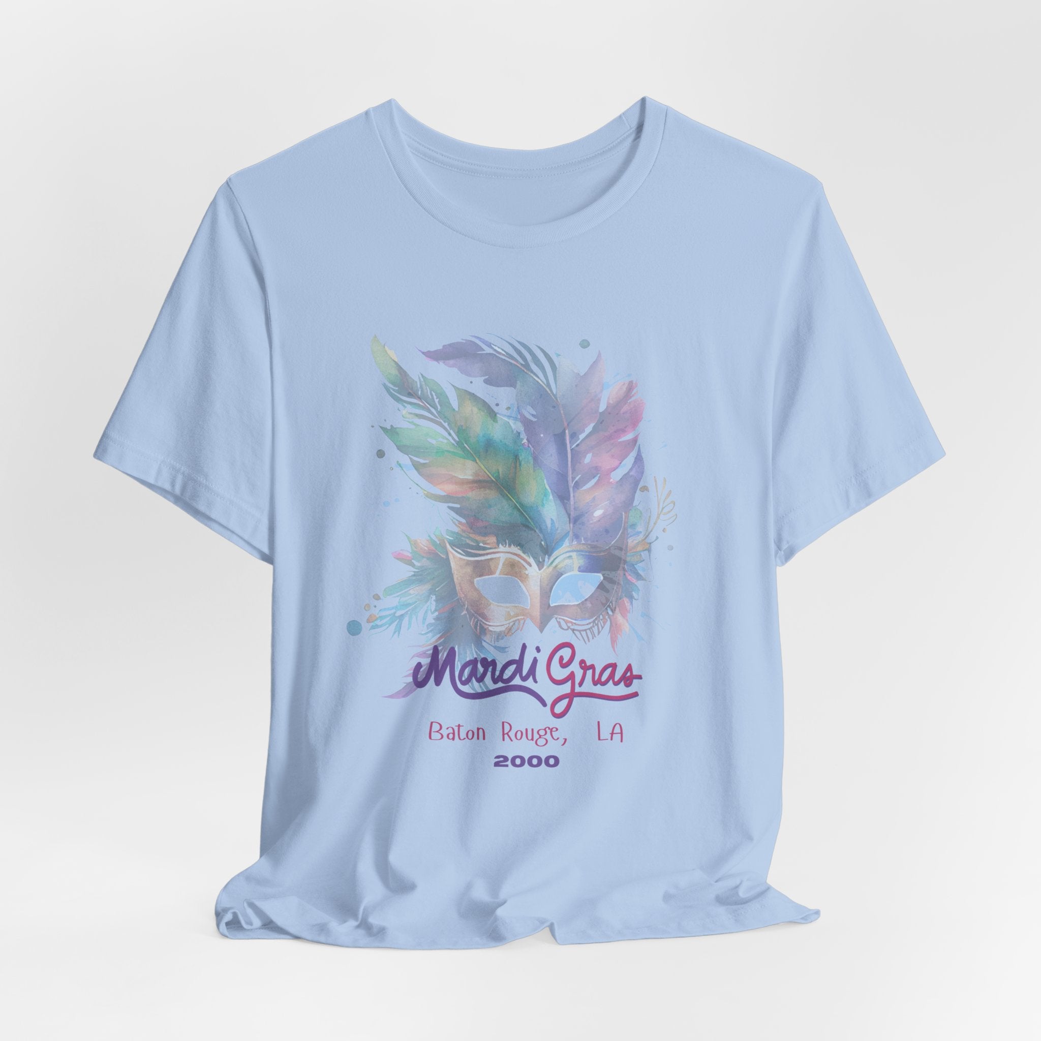 Vintage 2000 Baton Rouge LA Mardi Gras Celebration Tee, Unisex Party T-Shirt, Festival Apparel, Gift for Mardi Gras, Colorful Graphic Tee