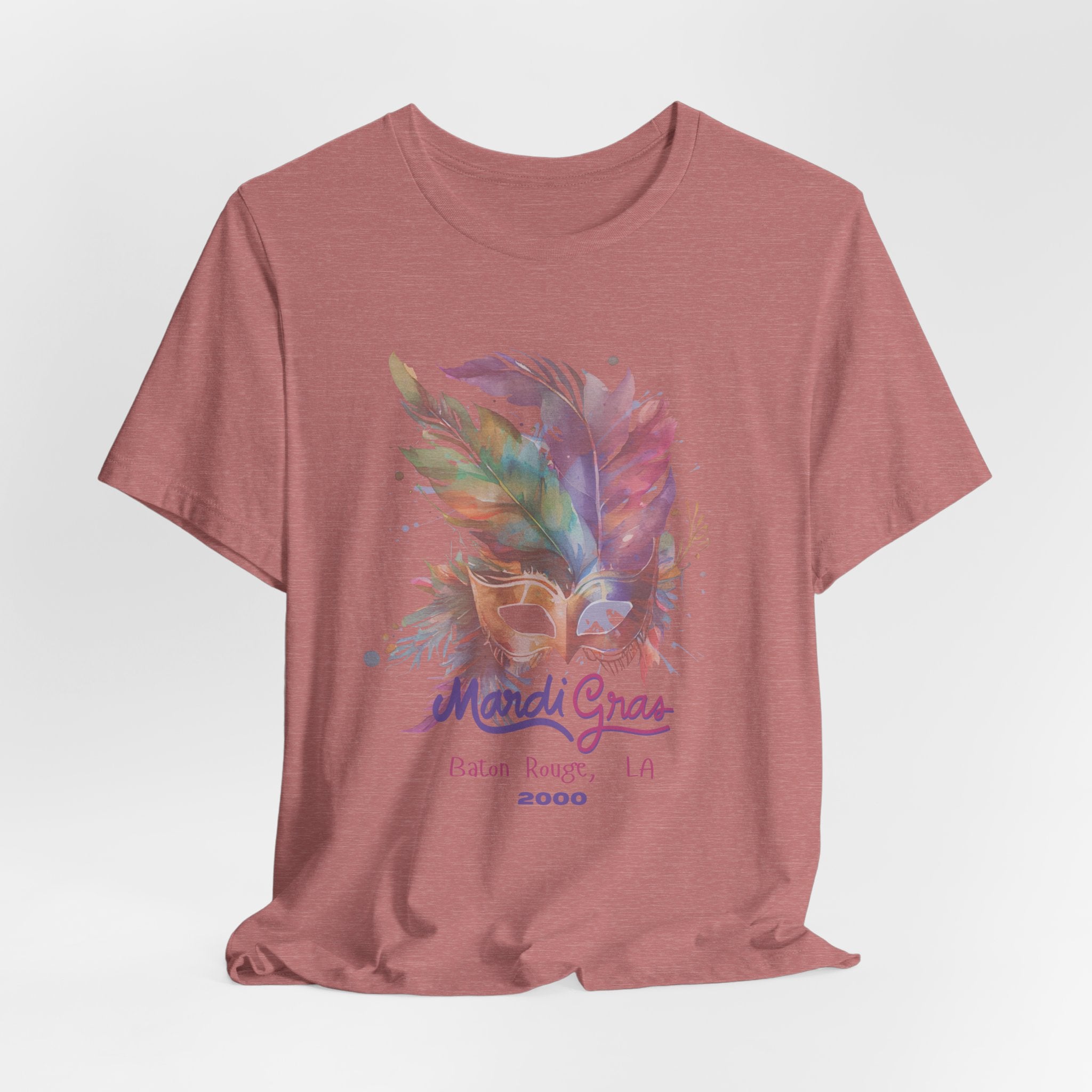 Vintage 2000 Baton Rouge LA Mardi Gras Celebration Tee, Unisex Party T-Shirt, Festival Apparel, Gift for Mardi Gras, Colorful Graphic Tee