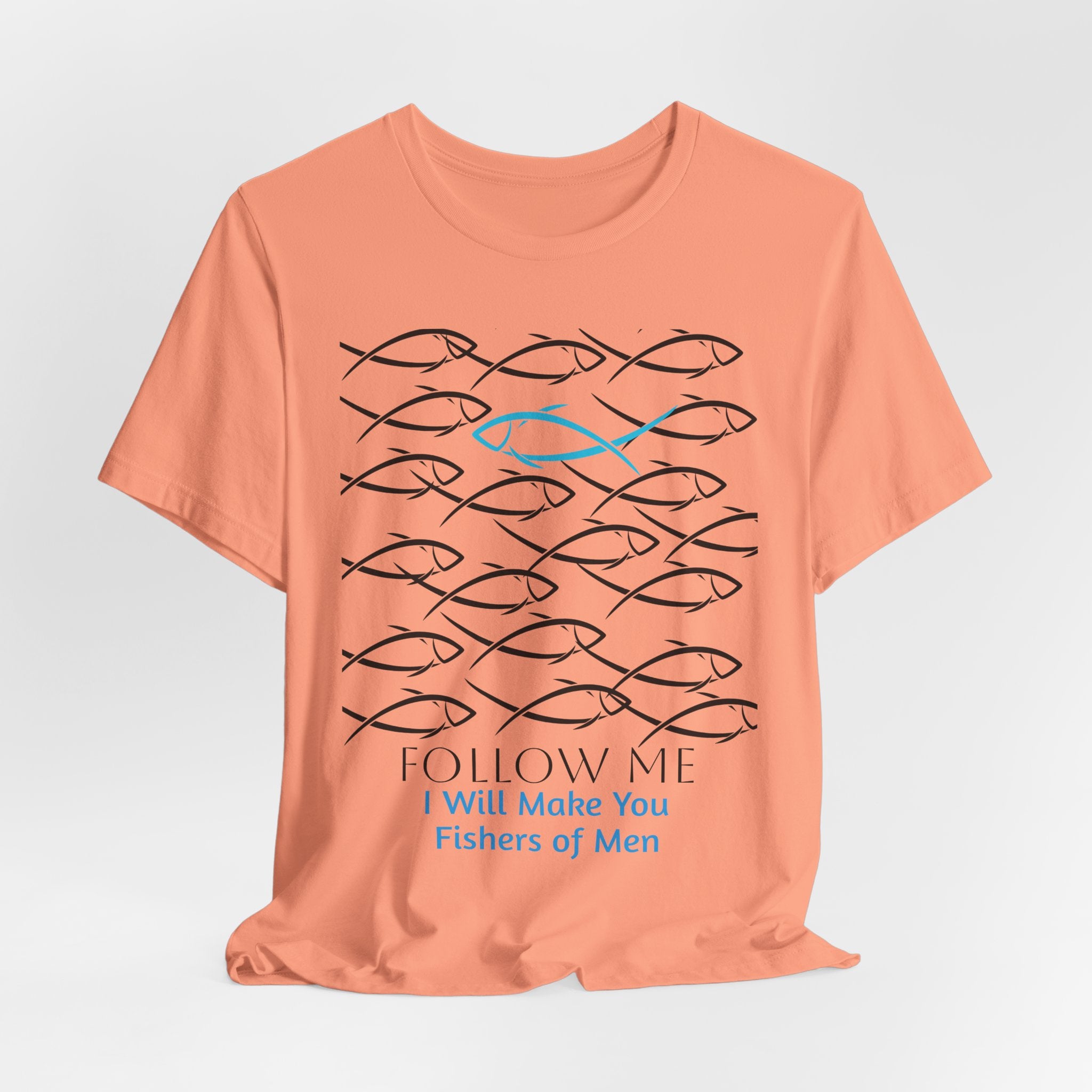 Follow Me Fishers of Men  Graphic Unisex Heavy Cotton Tee — Christian Faith Fish Symbol T-Shirt