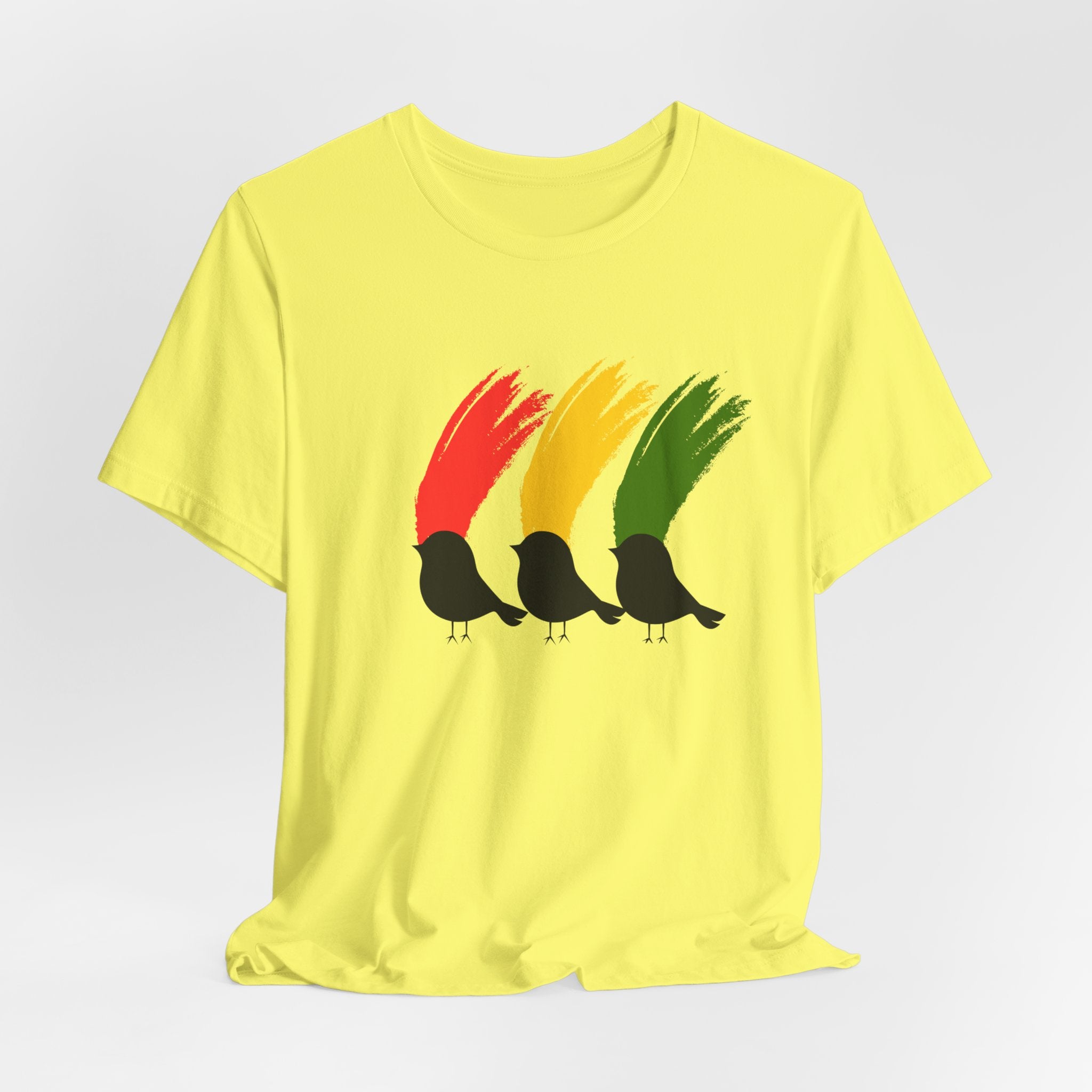 Rasta Three Little Birds Graphic Tee, Unisex T-Shirt for Music Lovers, Gift for Nature Enthusiasts, Summer Style, Eco-Friendly Wear