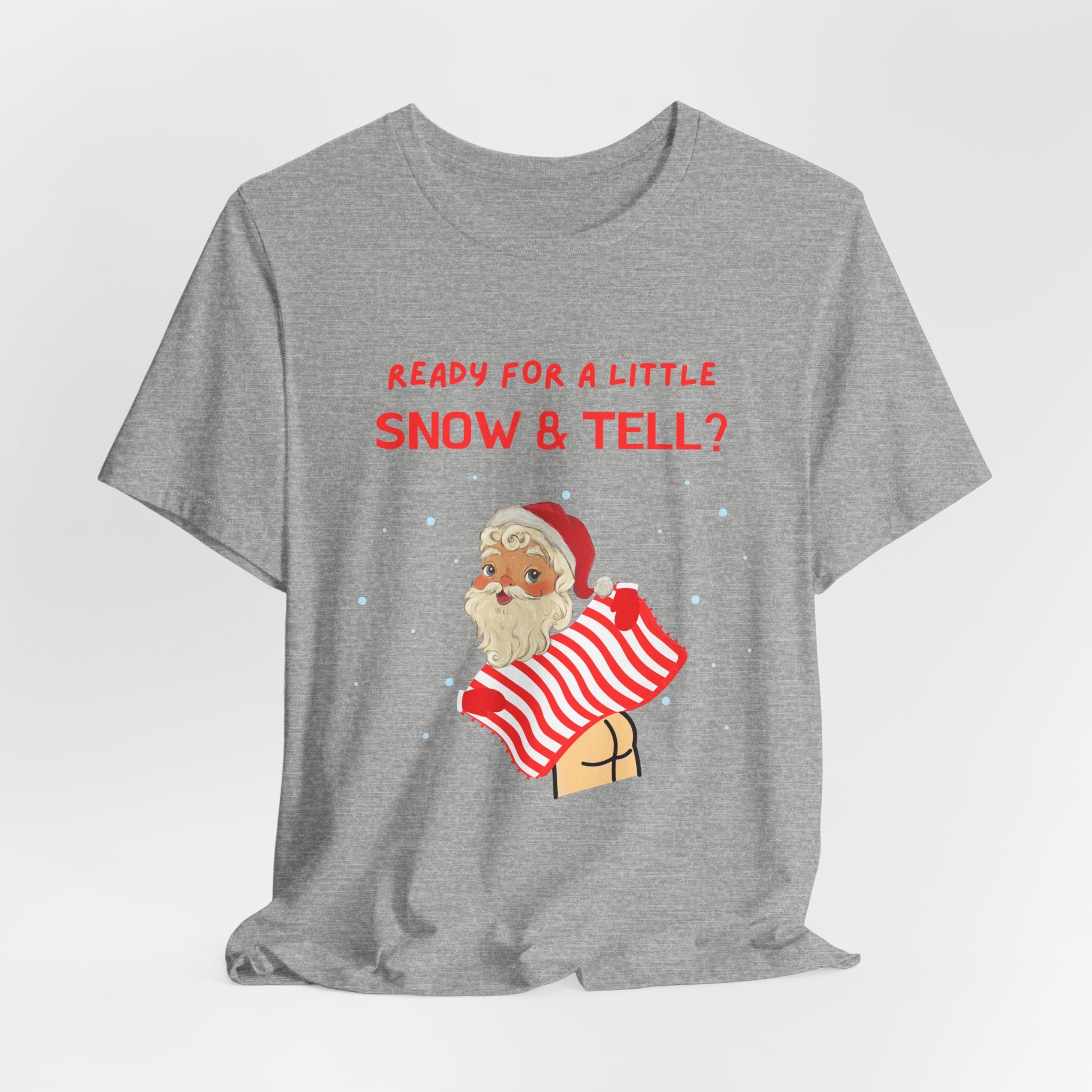 Funny but Naughty Vintage Santa  Unisex Heavy Cotton T-Shirt - "Ready for a Little Snow & Tell?" Christmas Tee