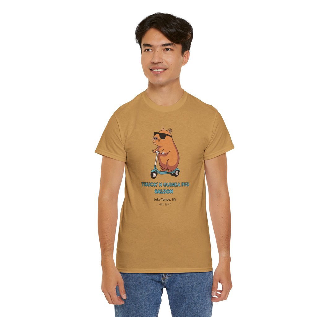 Must see The Truck'n Guinea Pig in Lake Tahoe Tee, Fun Unisex Graphic T-Shirt, Trendy Casual Wear, Gift for Animal Lovers, Summer Festival Outfit