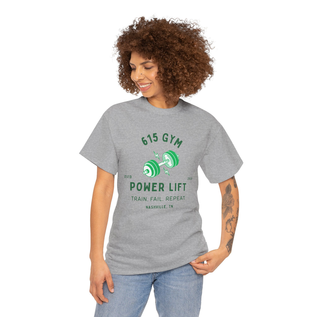 615 Gym Power Lift Nashville, TN  Classic workout gym Unisex Cotton Tee - Workout with Nashville's Popular 615 Gym Design