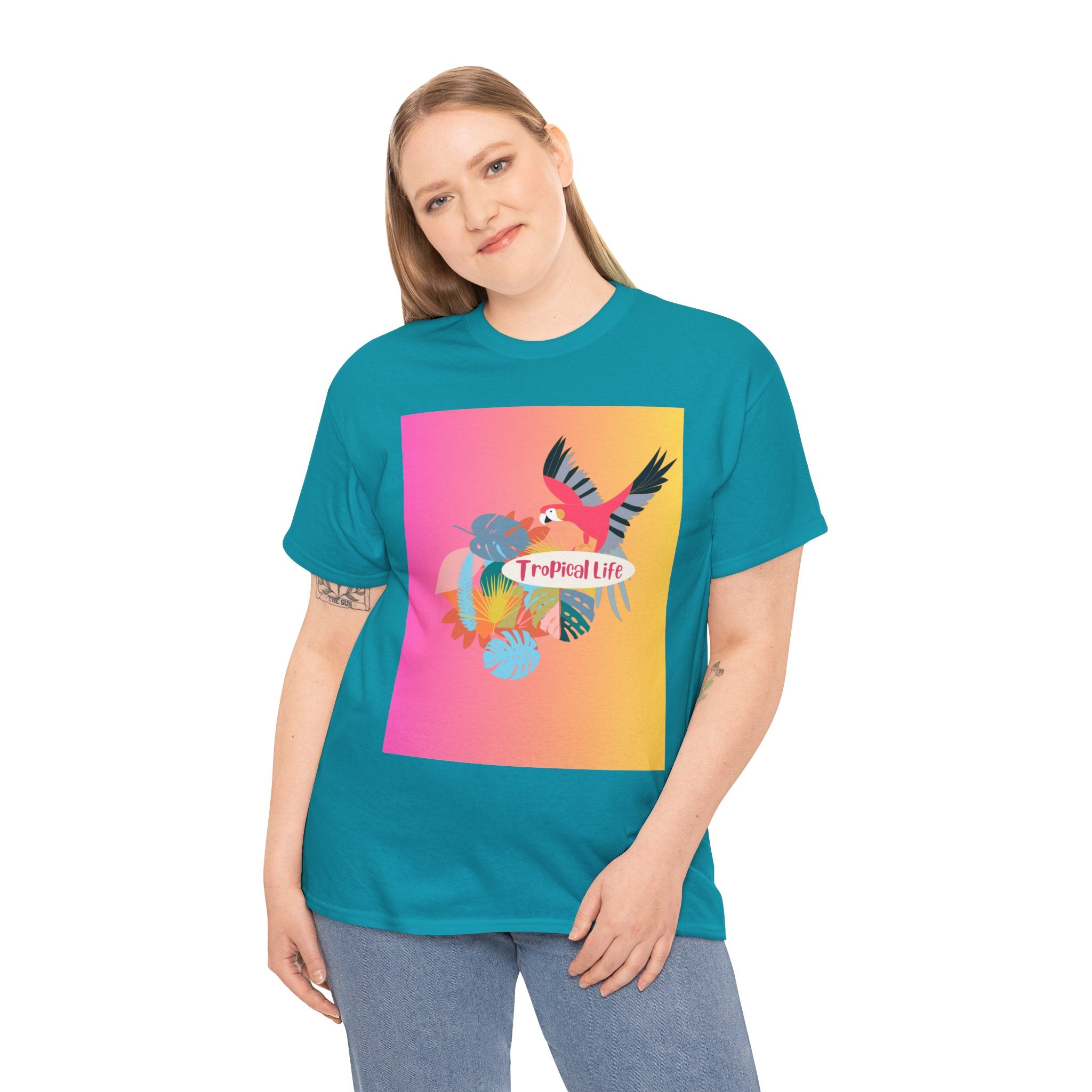 Bring On that Vibrant Tropical Life Unisex Heavy Cotton Tee