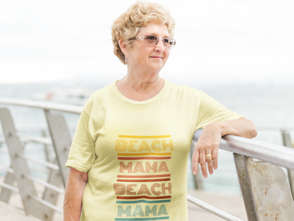 Grandma gets to show her Love for Sand and Salt Water too in this Fun Retro Beach Mama Tee shirt