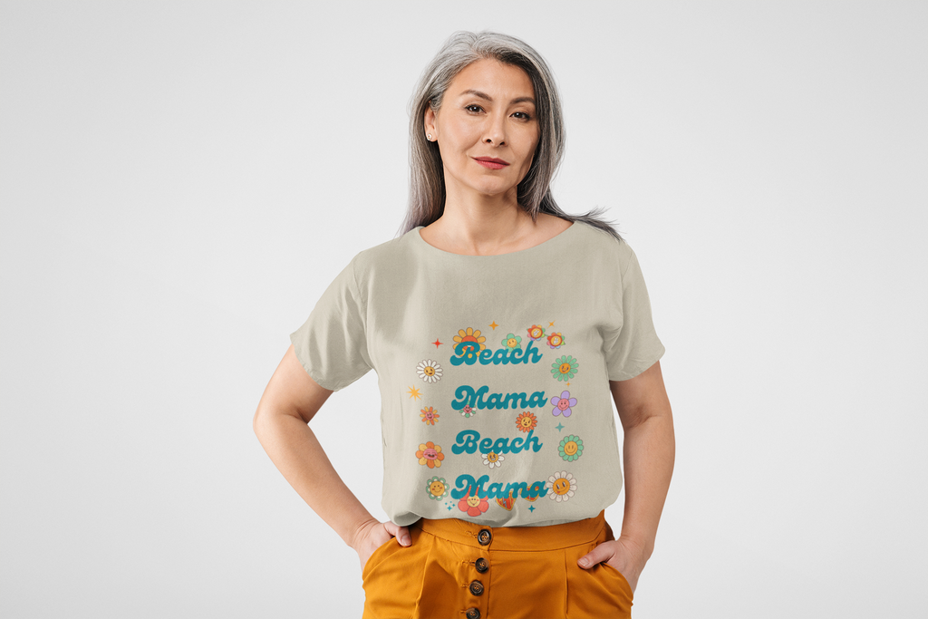 Proud to be a Retro 60's  Beach Mama  "Summer of Love" Tee  Shirt- Unisex Heavy Cotton