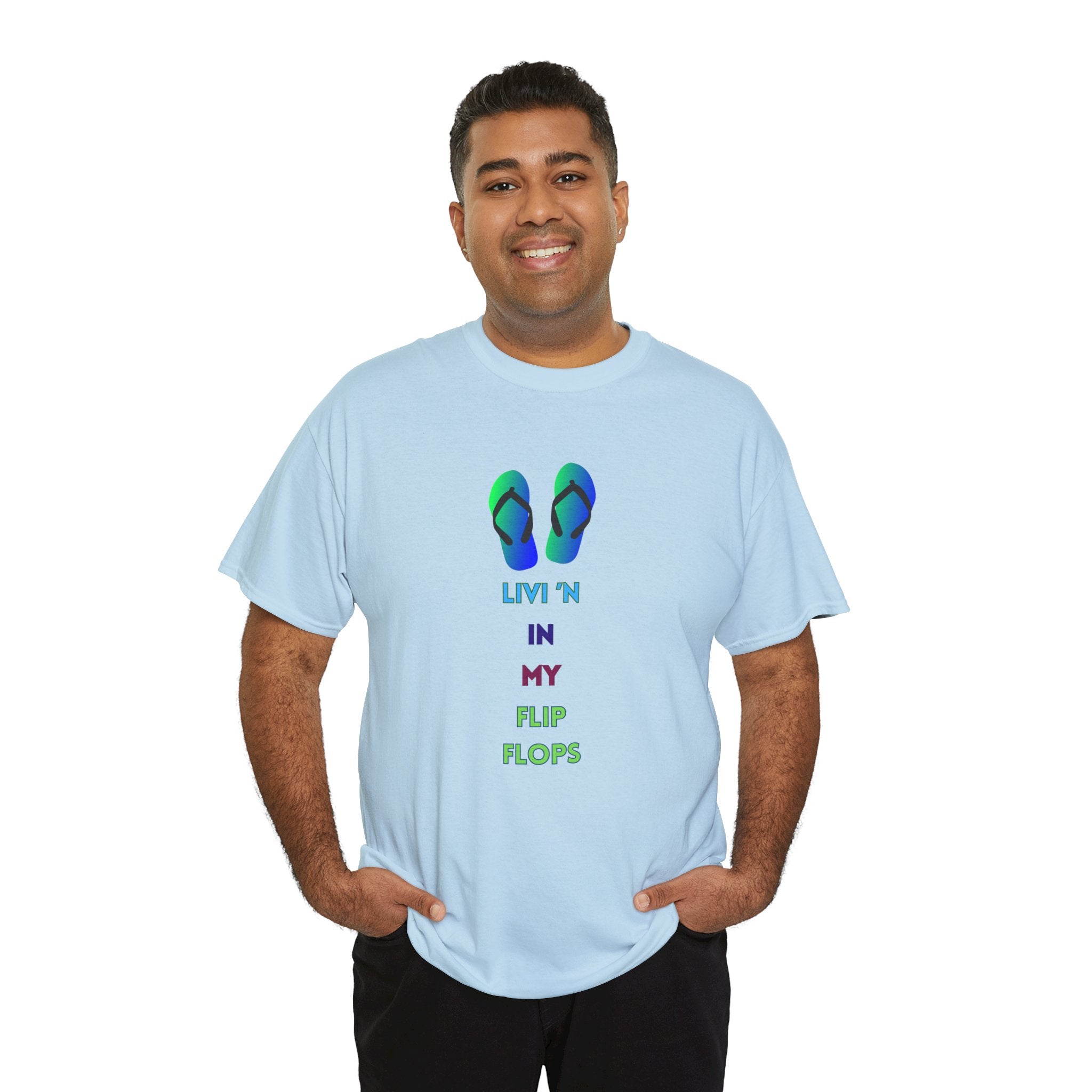 Fun Casual Summer Fun  Livi'n In My Flip Flops - Unisex Heavy Cotton Tee