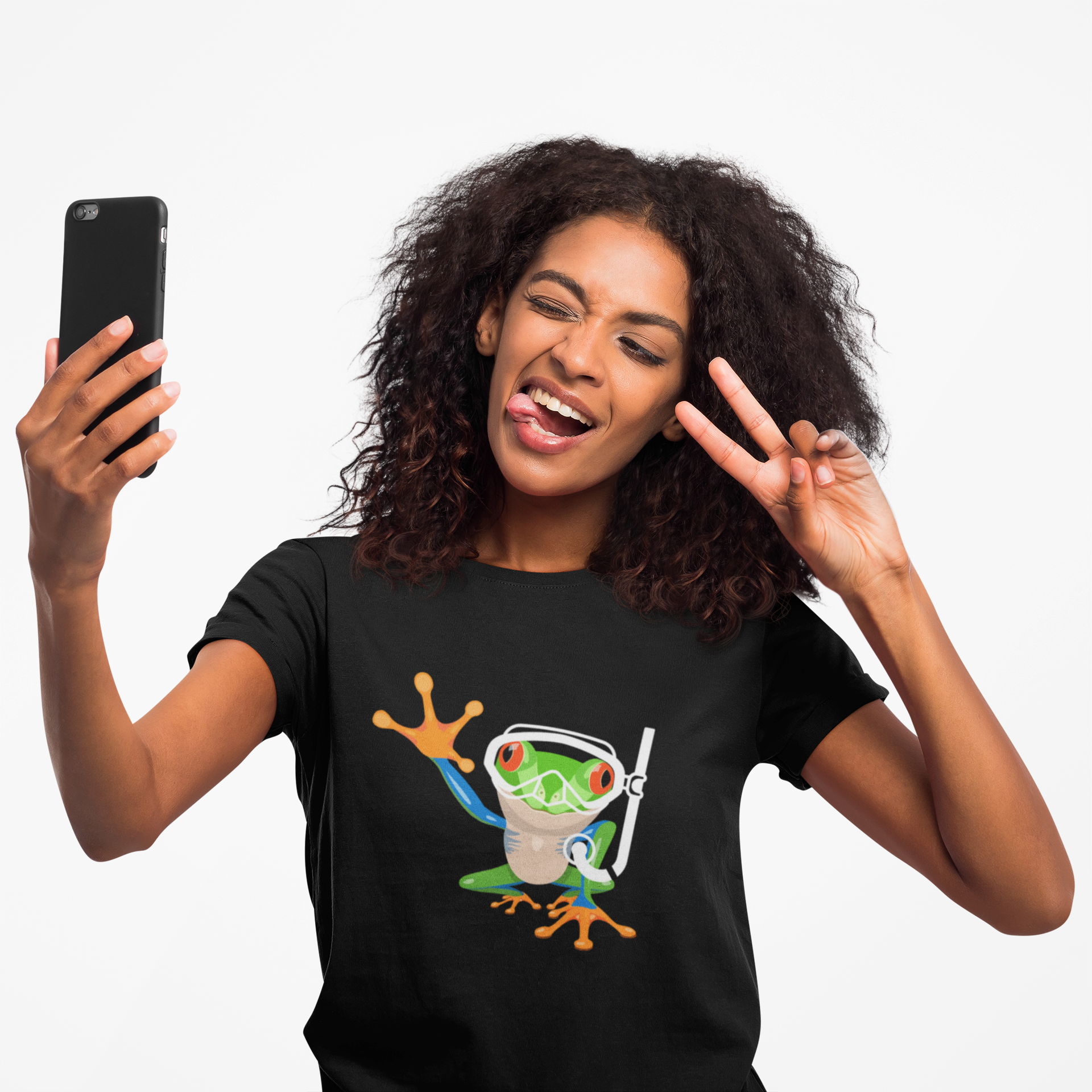 Fun Quirky Snorkel Tree Frog  (Dark Colors) Unisex Heavy Cotton Tee, Funny Frog Shirt, Cute Graphic Tee, Perfect Gift for Nature Lovers, Summer Fun Fashion