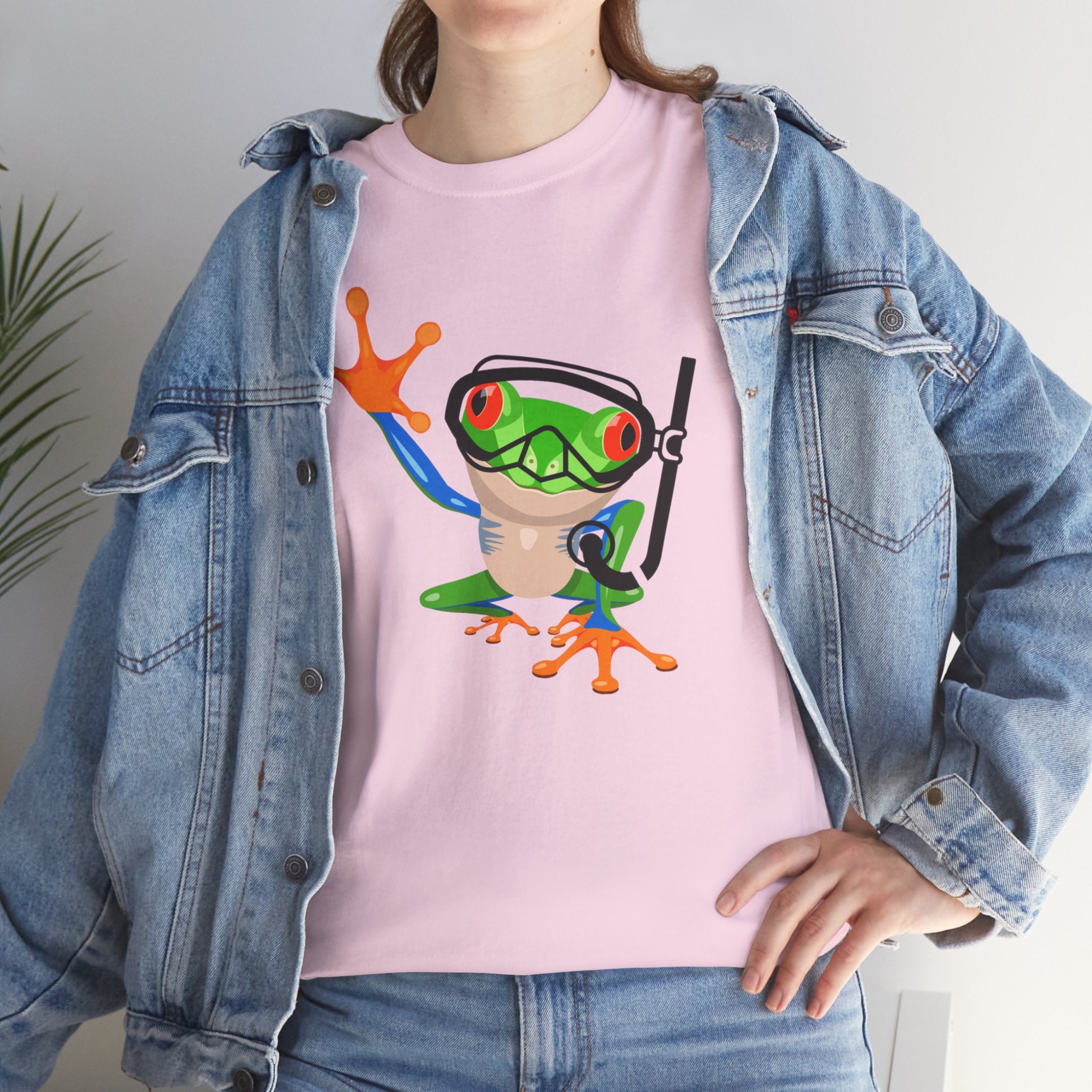 Fun Snorkel Tree Frog Diving Tee, Quirky Graphic Unisex T-Shirt, Perfect for Pool Parties, Gift for Nature Lovers, Beach Wear, Summer Vibes