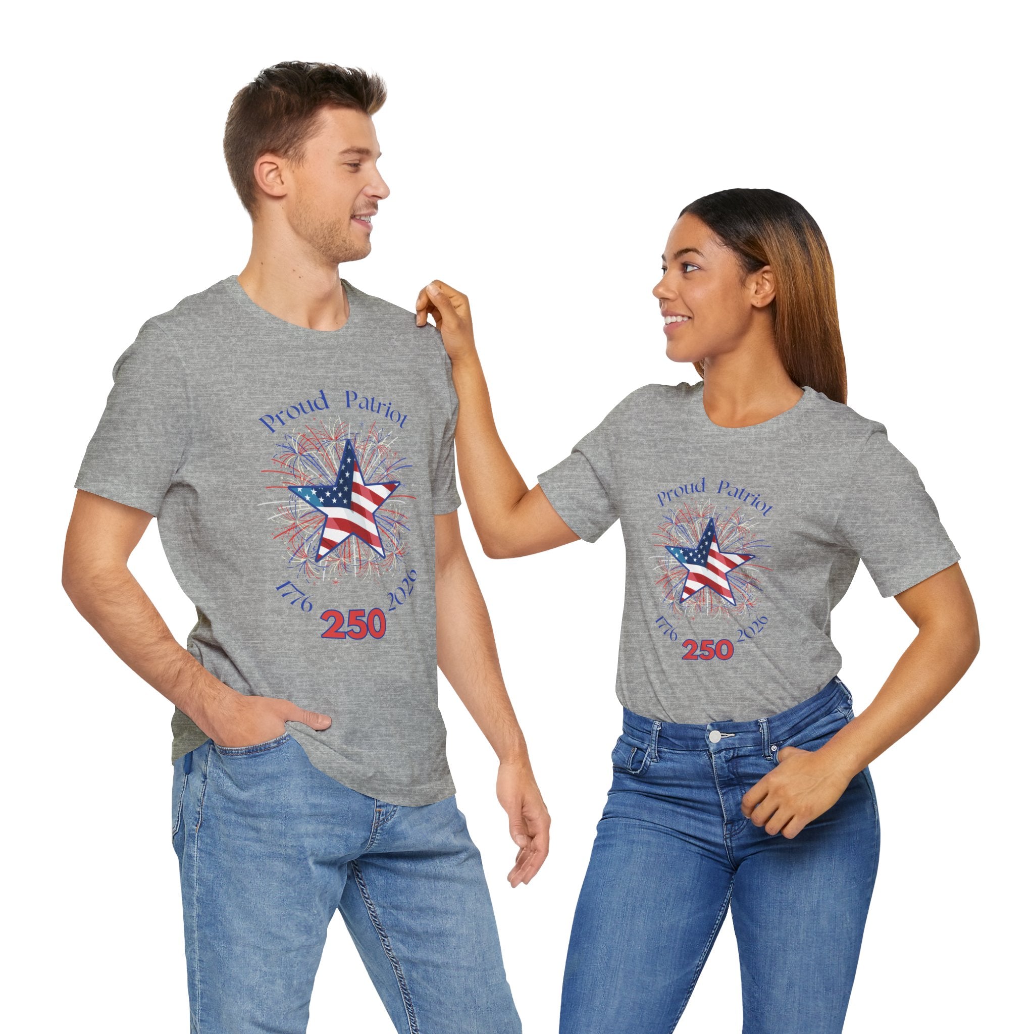 Patriotic Fireworks  Celebrate Americas 250th Birthday Short Sleeve Unisex Tee, Celebrate Freedom, July 4th Shirt, Proud Patriot Tee, Unisex Independence Day Top, Festive Casual Wear
