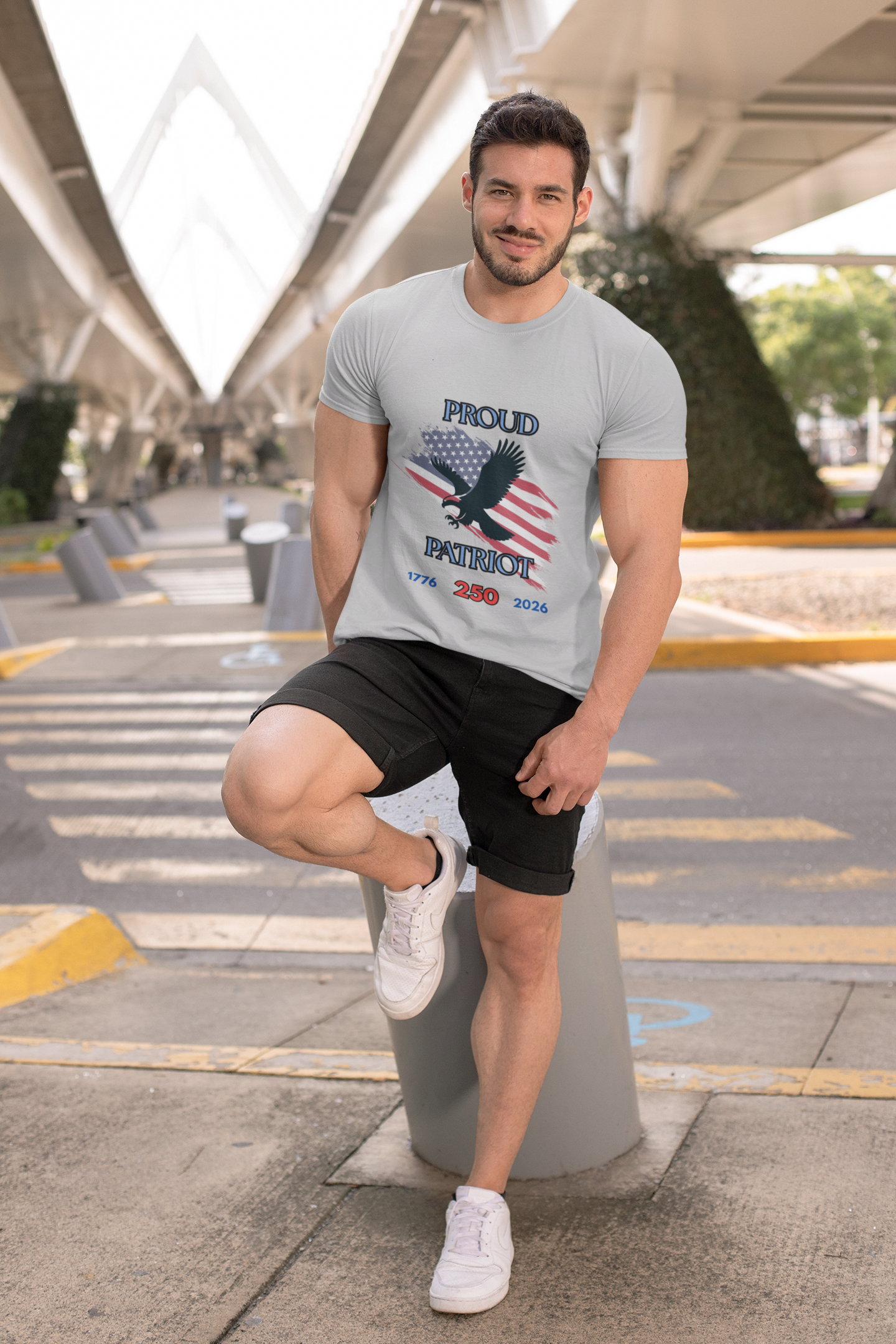 Proud Patriot Celebrating the 250th USA Birthday Unisex Short Sleeve Tee Shirt, July 4th Gift, American Eagle Tee, Freedom Celebration Shirt, Casual Wear