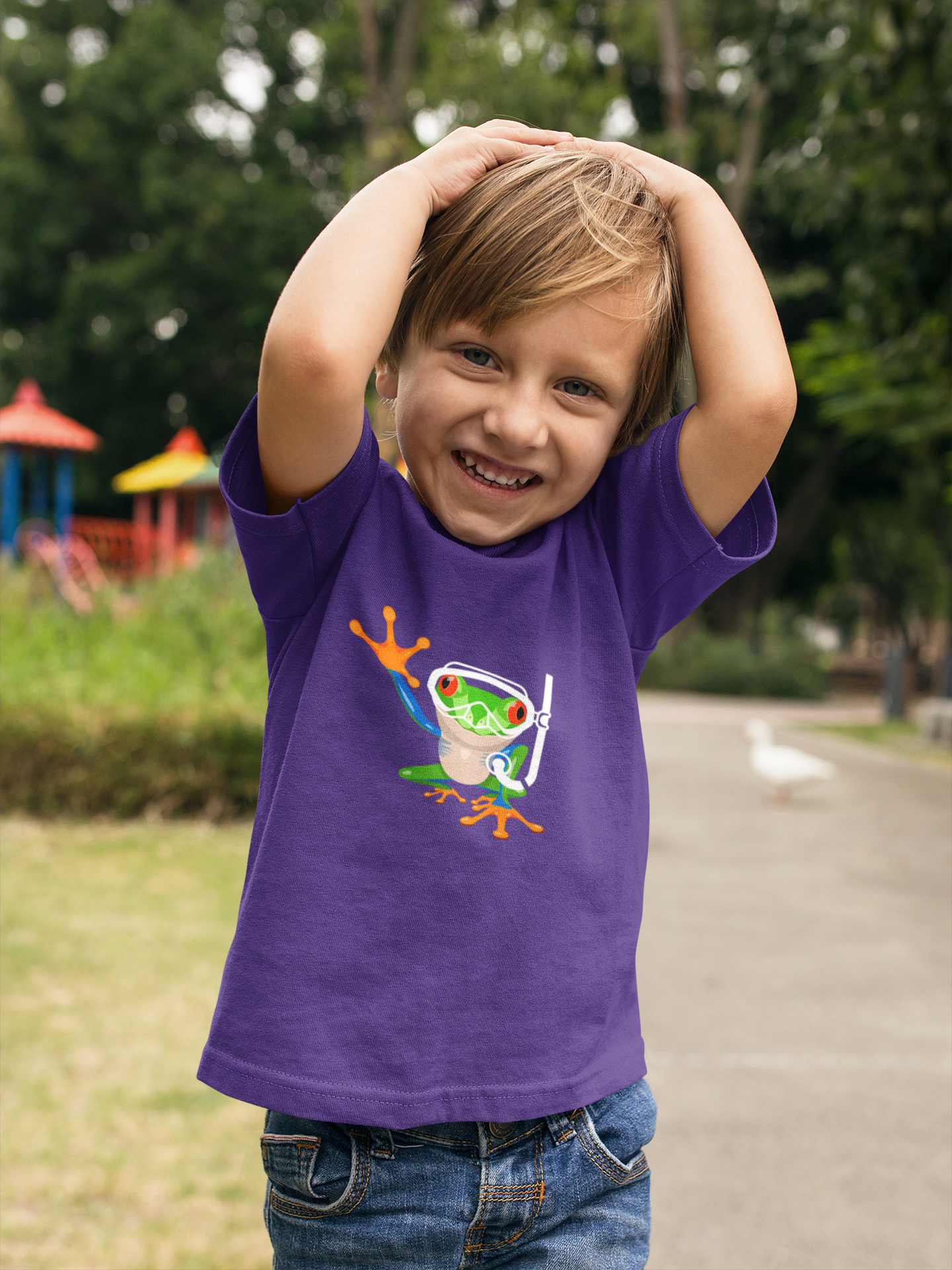Fun Snorkel Tree Frog  (Dark Colors) Adult Sizes Too...Unisex Heavy Cotton Tee, Funny Frog Shirt, Cute Graphic Tee, Perfect Gift for Nature Lovers, Summer Fun Fashion