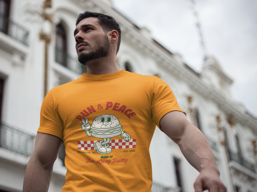 First a Workout...Then A Burger.   Immortalize Brooklyn's Famous Lazy Burger with this Heavy Cotton Unisex Tee Shirt