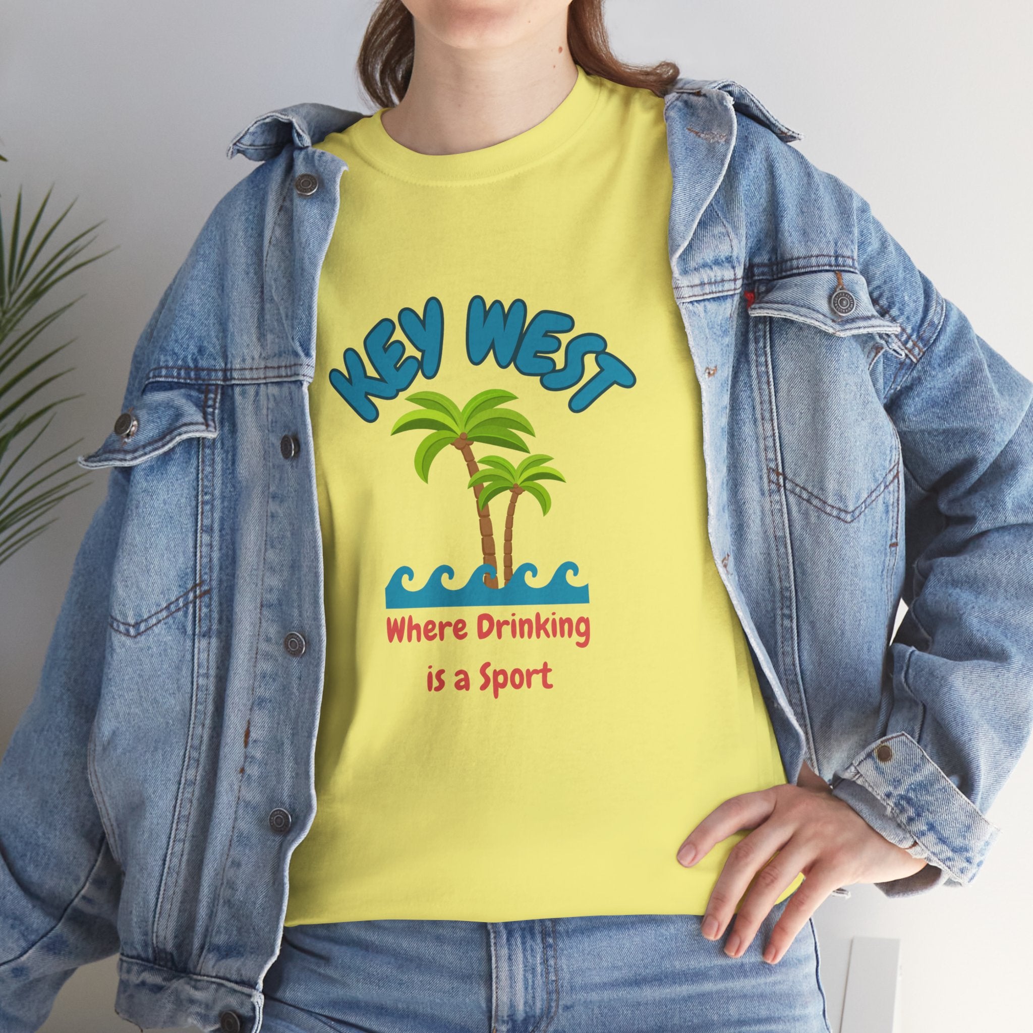 Funny Key West Drinking Unisex Heavy Cotton Tee, Beach Vibe Shirt, Summer Vacation Apparel, Gift for Travelers, Fun Drinking Sport Tee