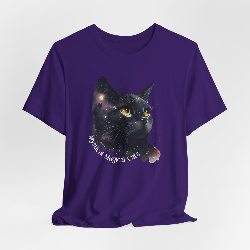 Cosmic Mystical-Magical Cat Heavy Cotton Unisex Tee - , Short Sleeve Unisex T-Shirt, Cat Lover Gift, Astrology Fashion, Unique Apparel