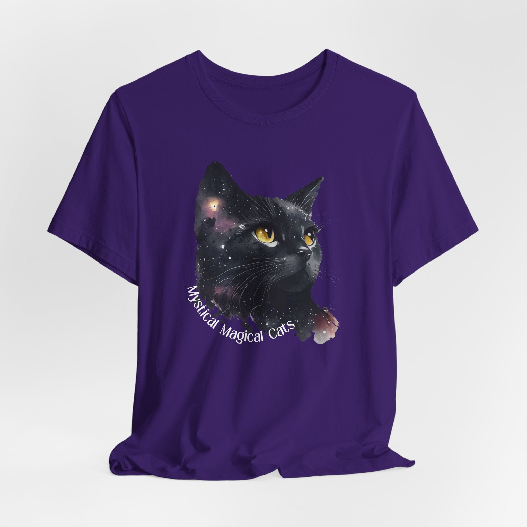 Cosmic Mystical-Magical Cat Heavy Cotton Unisex Tee - , Short Sleeve Unisex T-Shirt, Cat Lover Gift, Astrology Fashion, Unique Apparel