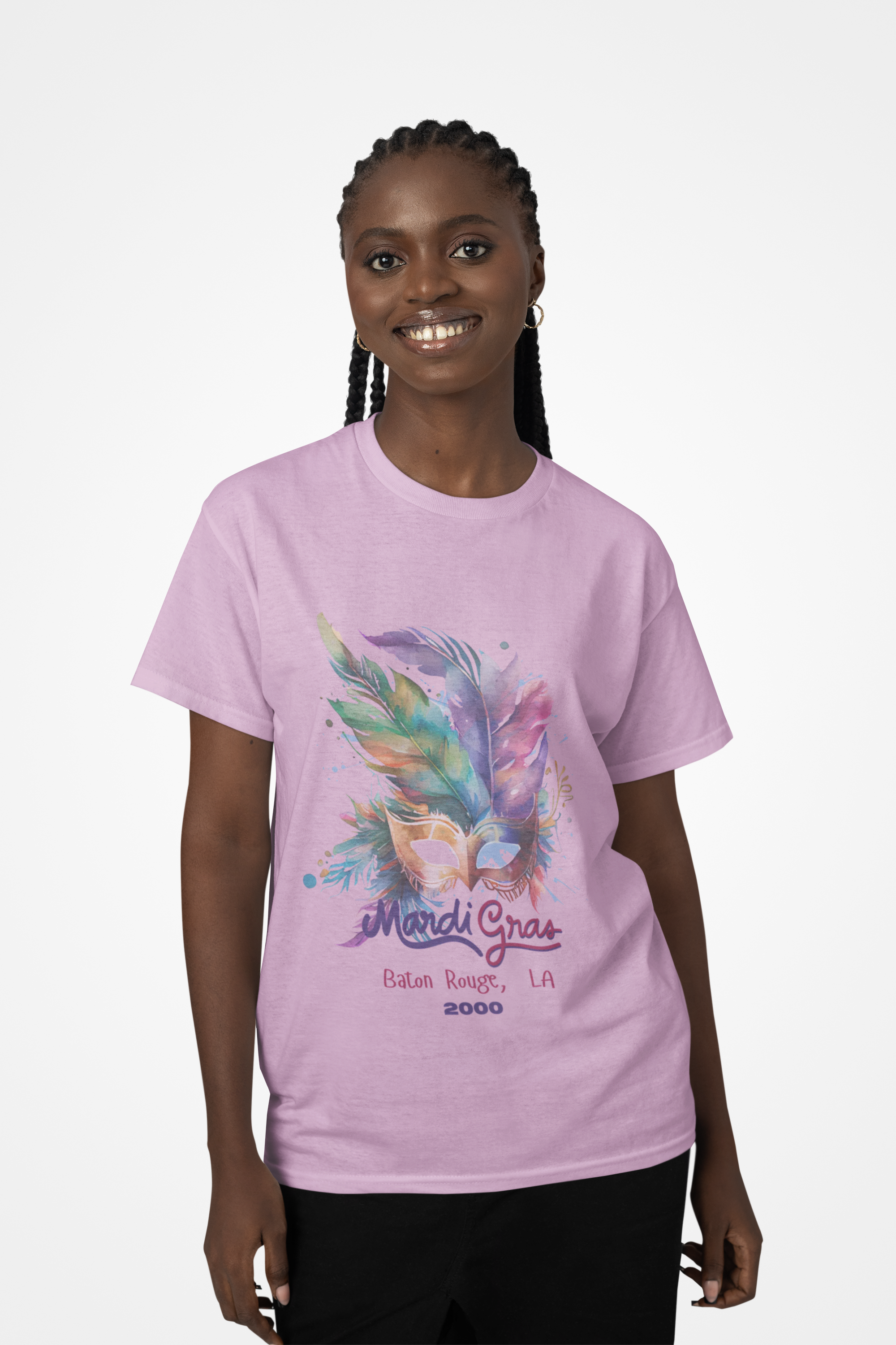Vintage 2000 Baton Rouge LA Mardi Gras Celebration Tee, Unisex Party T-Shirt, Festival Apparel, Gift for Mardi Gras, Colorful Graphic Tee