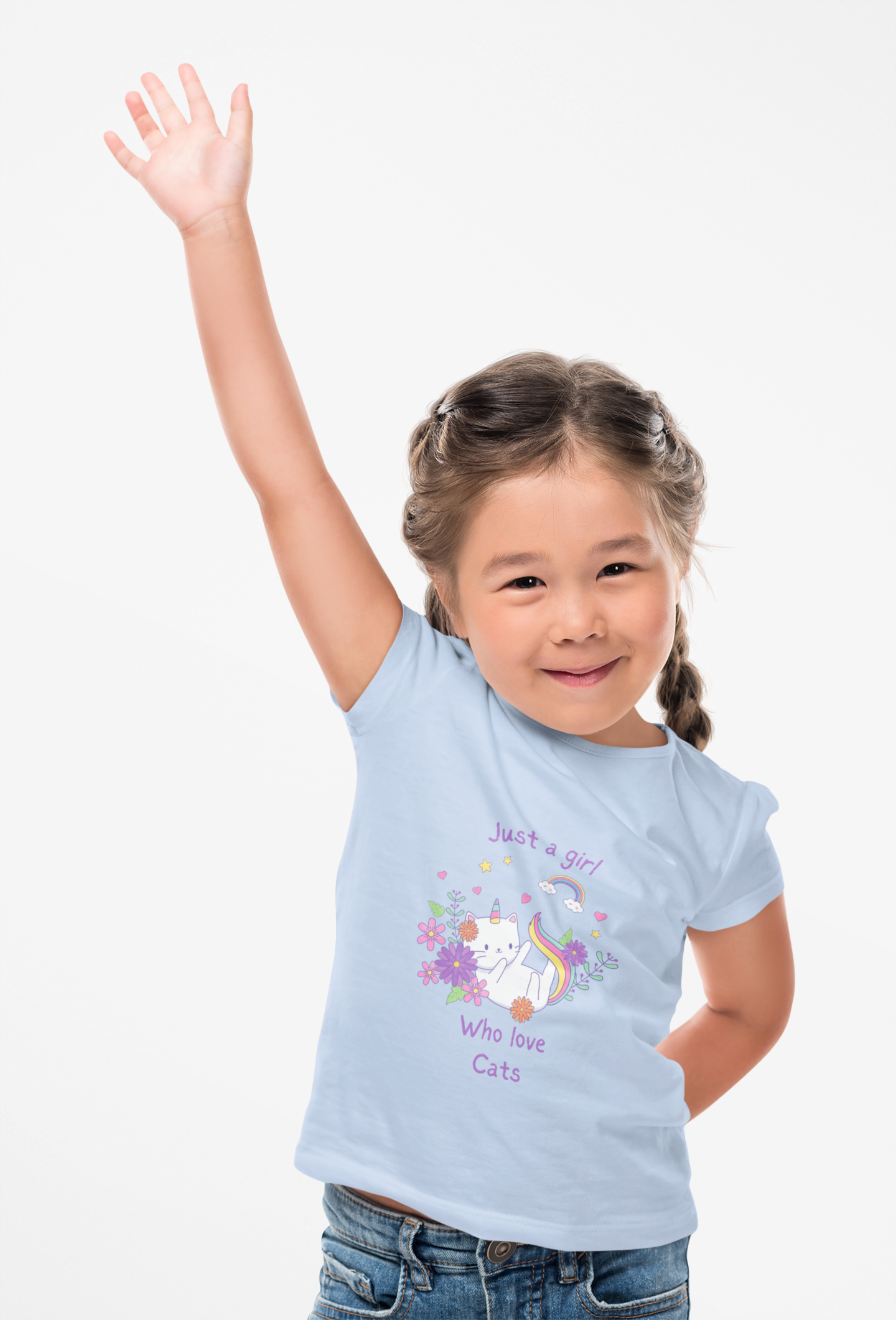 Unicorn Cat Lover Tee - Just a Girl Who Loves Cats, Cute T-Shirt, Gift for Cat Moms, Perfect for Birthdays and Casual Wear