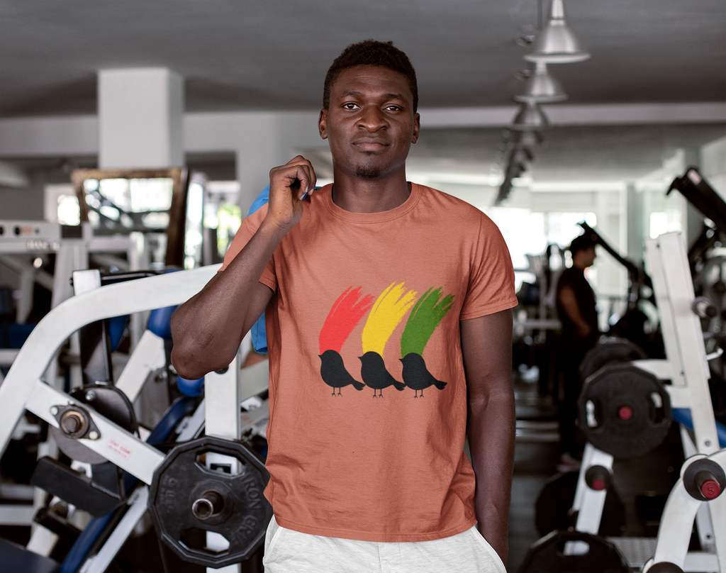 Rasta Three Little Birds Graphic Tee, Unisex T-Shirt for Music Lovers, Gift for Nature Enthusiasts, Summer Style, Eco-Friendly Wear