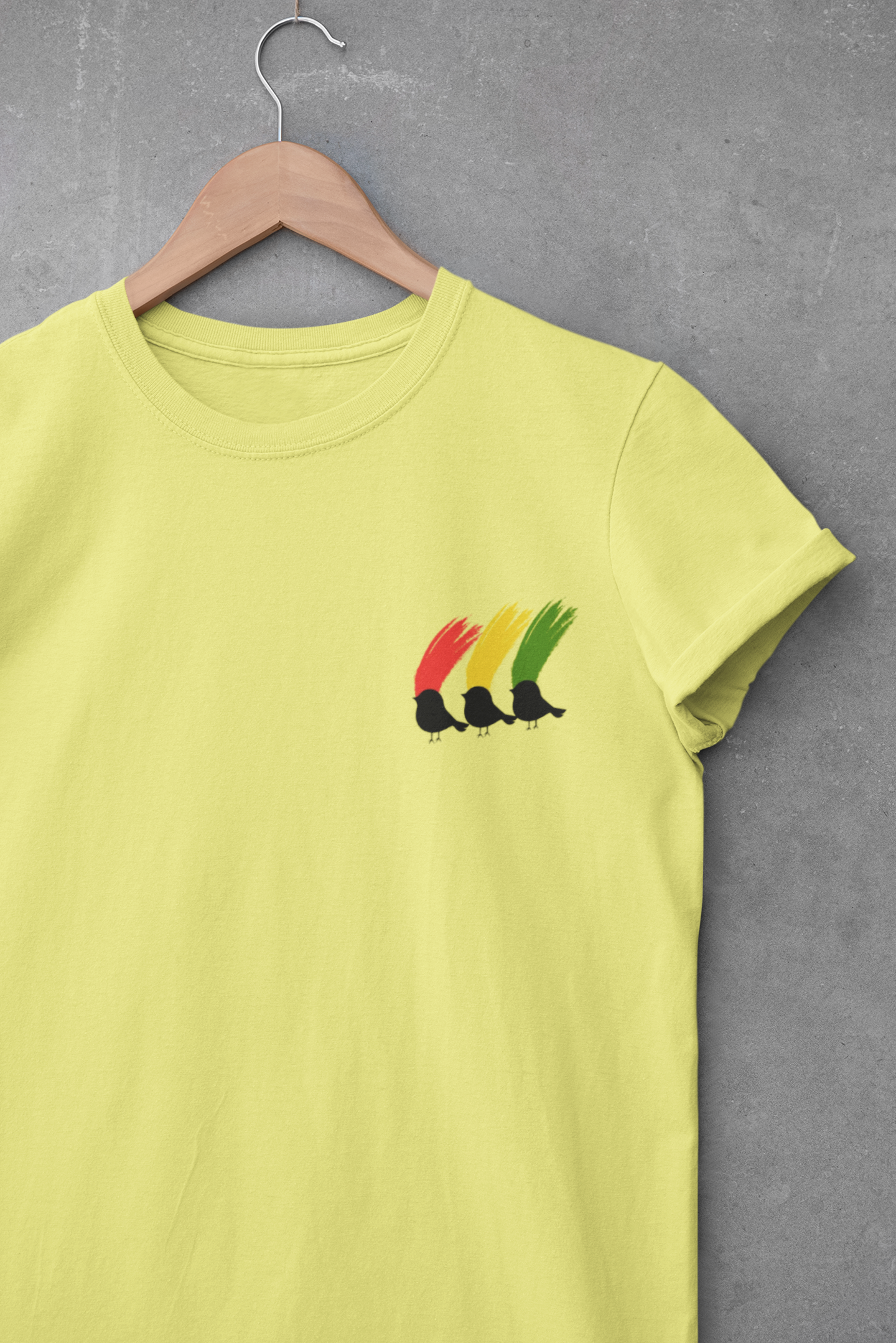 Colorful  Rasta Three Little Birds Unisex Jersey Tee with Vibrant Design, Casual Wear, Gift for Friends, Summer Fashion, Cozy Everyday Tee