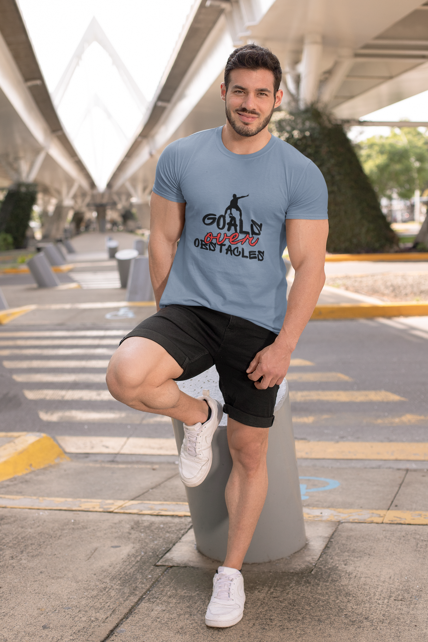 Motivational Fitness Tee | Goals Over Obstacles Unisex Heavy Cotton Tee Shirt, Workout Apparel, Inspirational Gift, Casual Daily Wear, Active Lifestyle Top