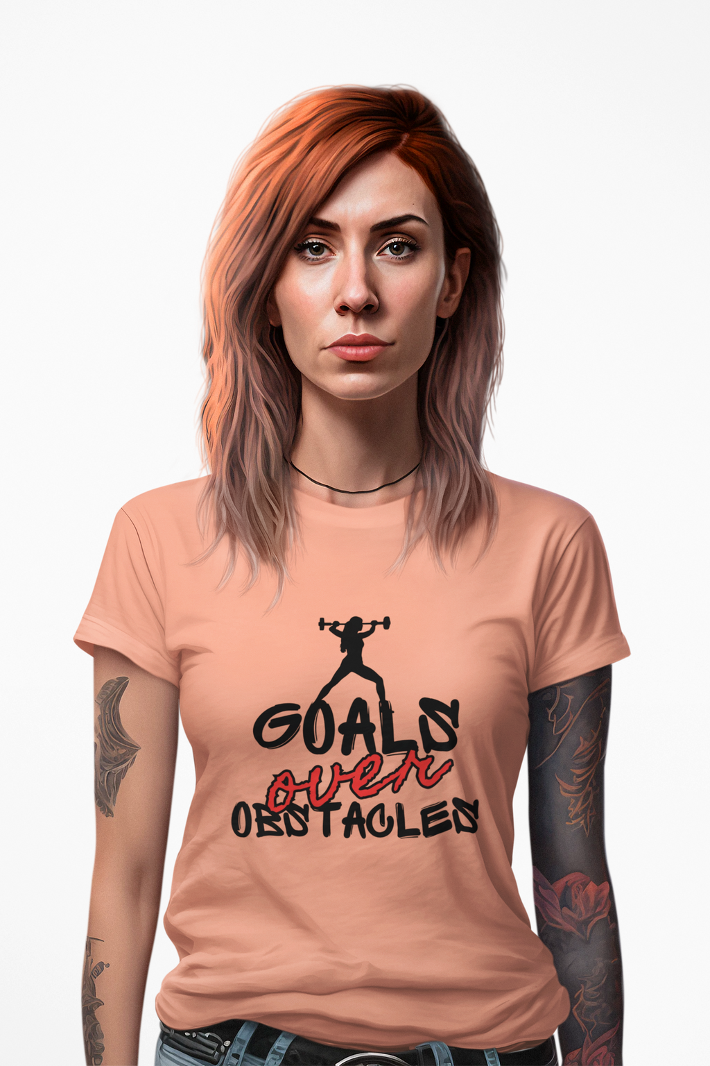 Motivational Fitness Tee - Goals Over Obstacles Shirt, Workout Top, Gym Apparel, Inspirational T-Shirt, Fitness Gift